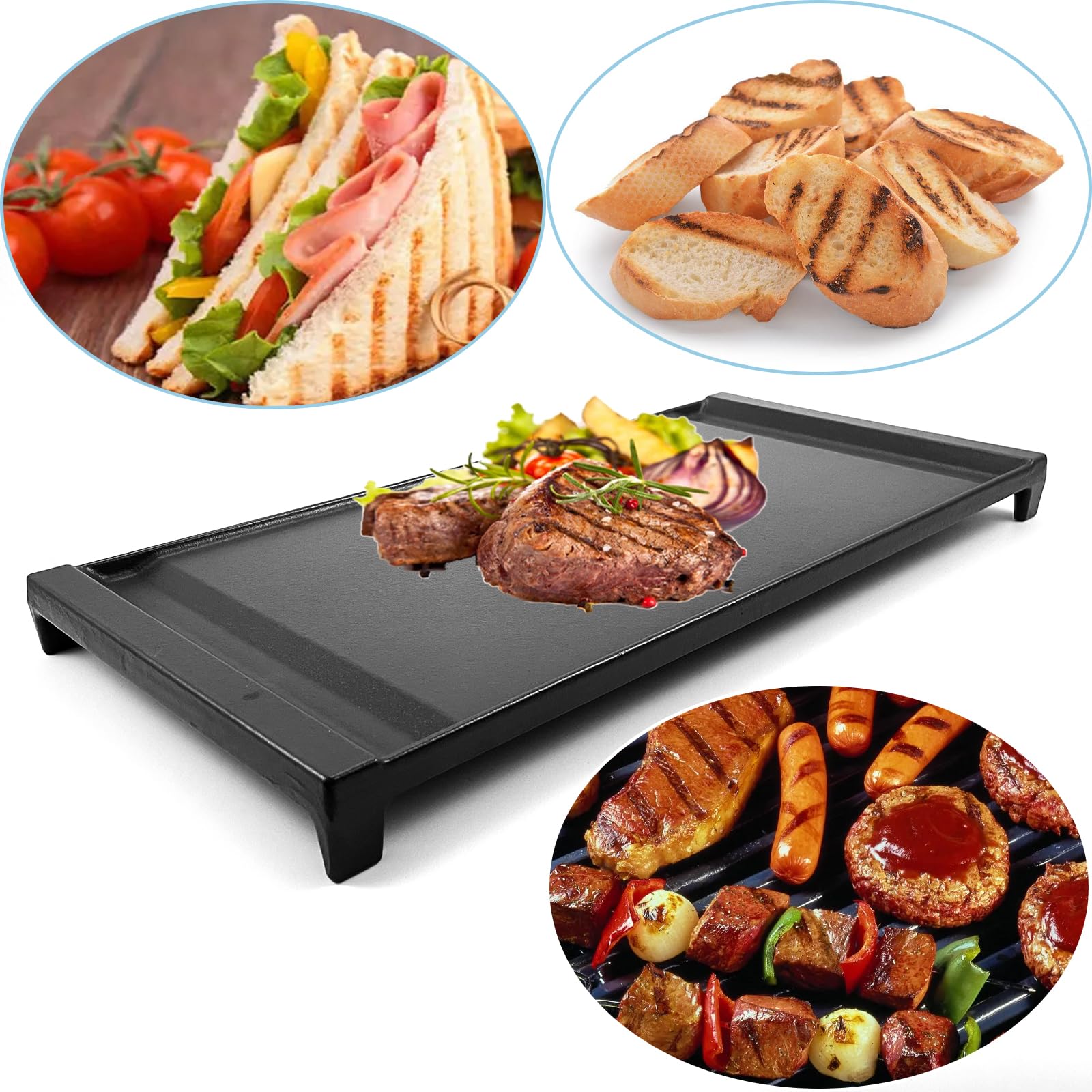 GE WB31X24738 Replacement Cast Iron Center Griddle Pan - Free Standing Range Flat Top Gas Griddle Plate for GE Appliances | Perfect for Pancakes, Burgers & Breakfast Cooking