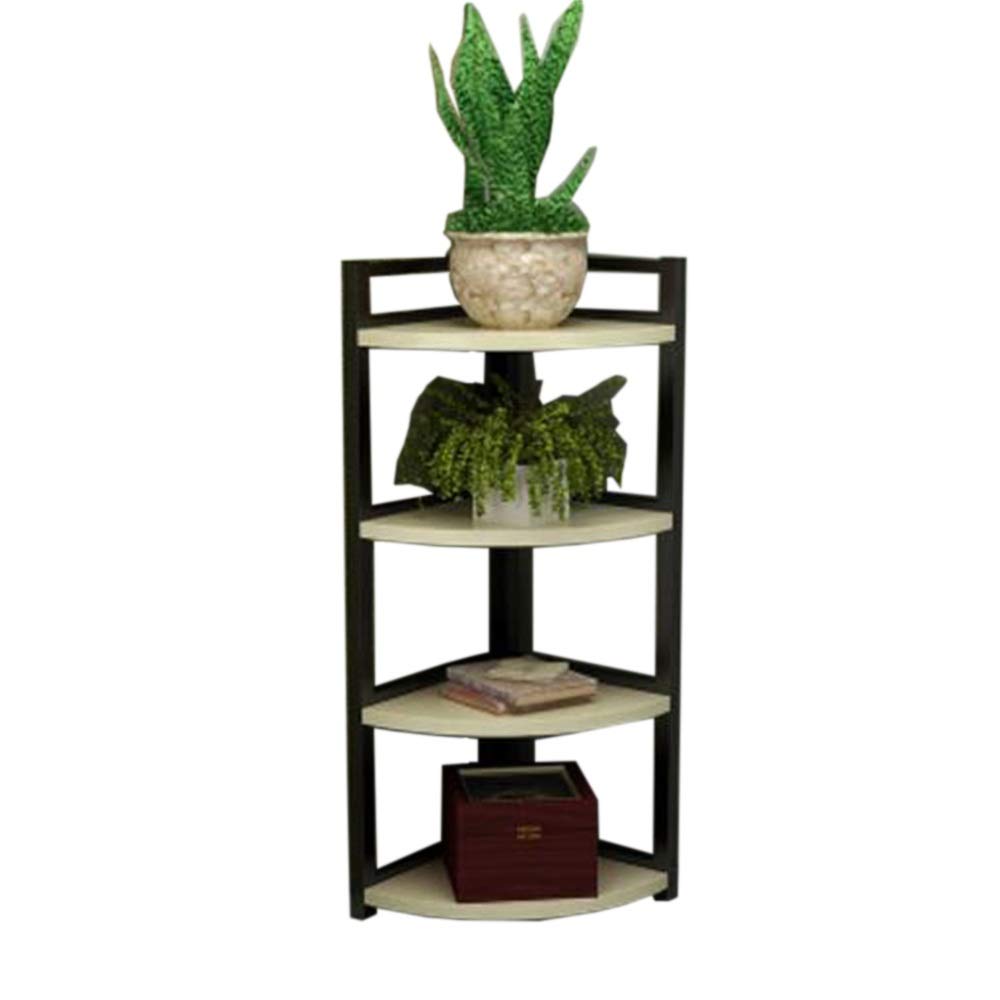 Jcnfa Corner Bookshelf - 4-Tier Steel Frame with Wood Appearance, 15.7x15.7x47.2 Inches - Space-Saving Shelf for Living Room, Bedroom & Office Storage (Color A)