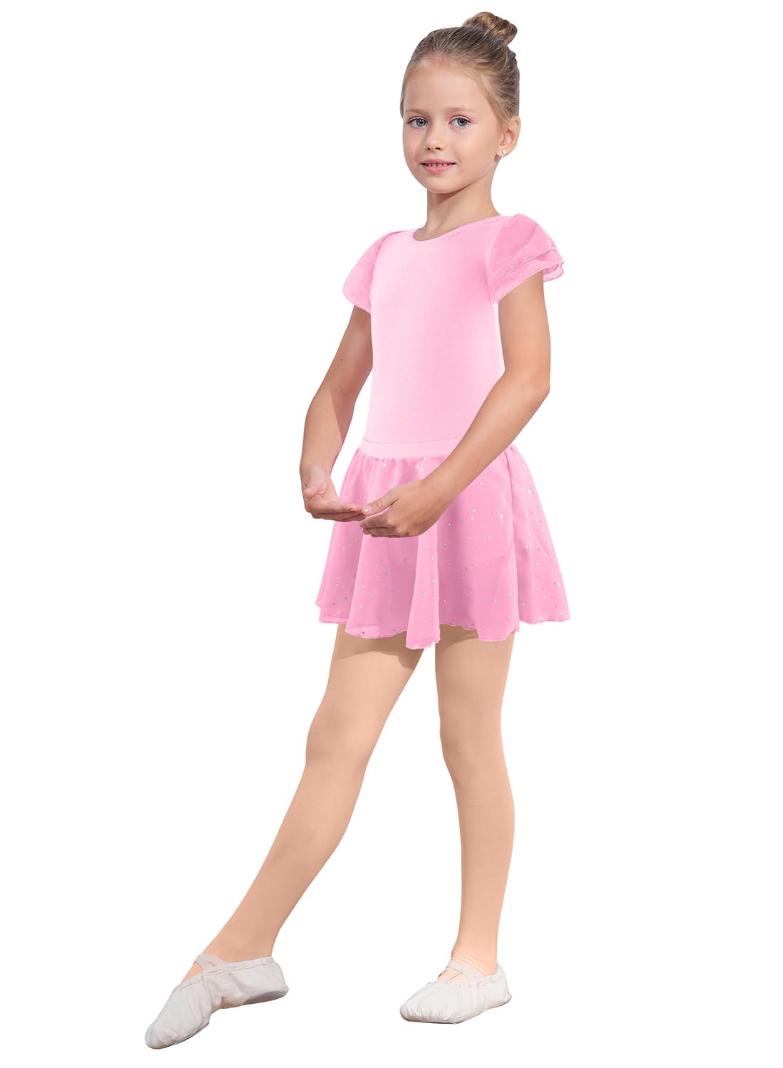 EQSJIU Toddler Ballet Leotards for Girls - Gymnastics Leotard with Split Skirt & Tights - Dance Outfit for Ballet, Gymnastics & Performance