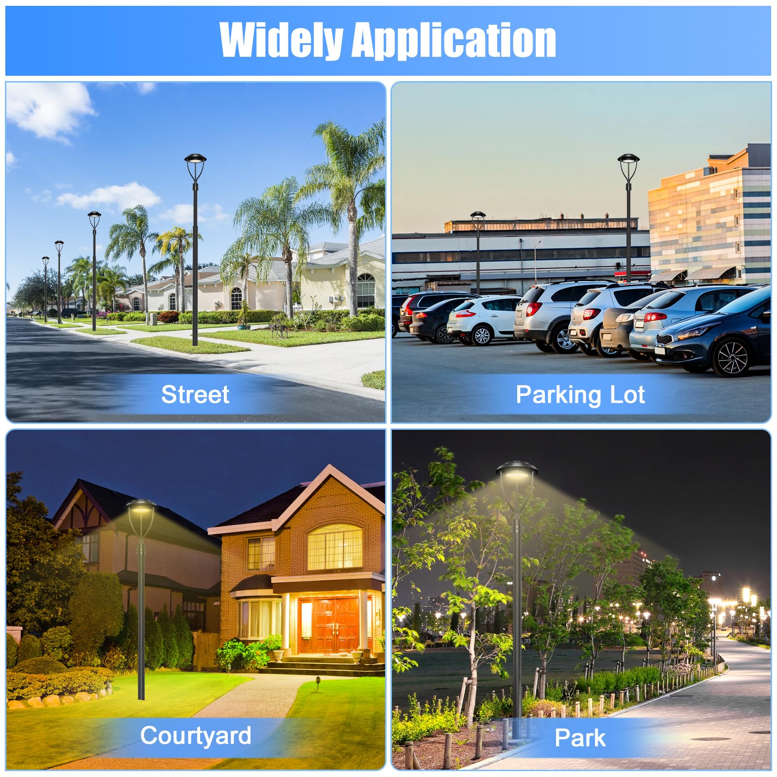 150W LED Post Top Light with Photocell Sensor - Adjustable 150W/120W/90W, 21,000 Lumens, 5000K Daylight - IP65 Waterproof Outdoor Pole Light for Garden, Yard, Pathway & Street Lighting - ETL & DLC Certified (AC100-277V) - Perfect for Residential & Commercial Landscape Illumination