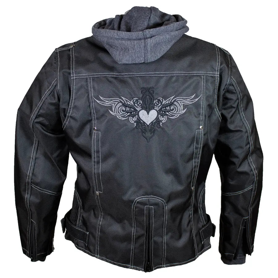 Open Road Women's Zip Out Hoodie Reflective Textile Motorcycle Jacket - Windproof & Waterproof Riding Gear for Commuting & Adventure Travel