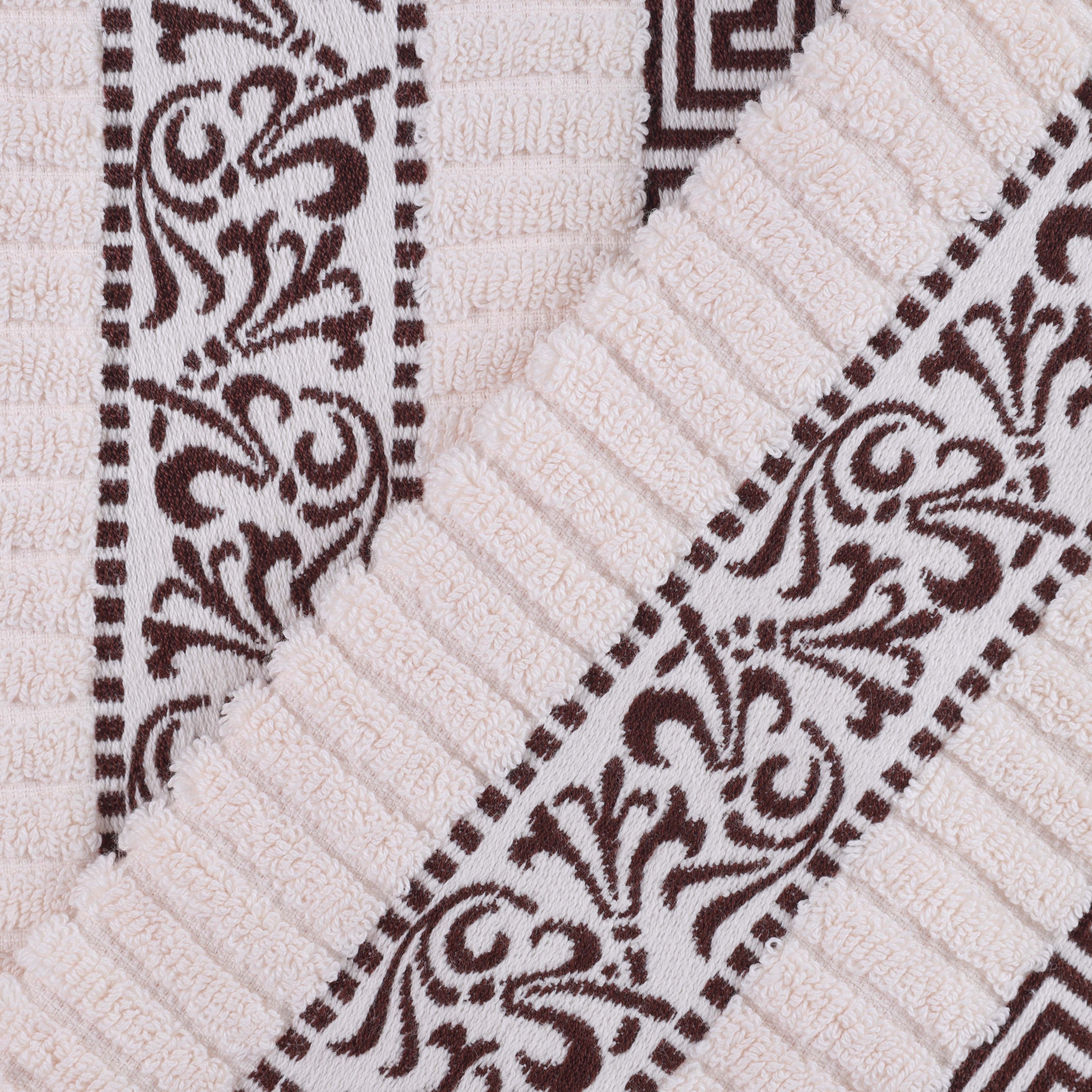 Premium Athens Cotton Greek Scroll & Floral 4-Piece Bath Towel Set - Soft & Absorbent for Spa, Bathroom & Guest Room Decor