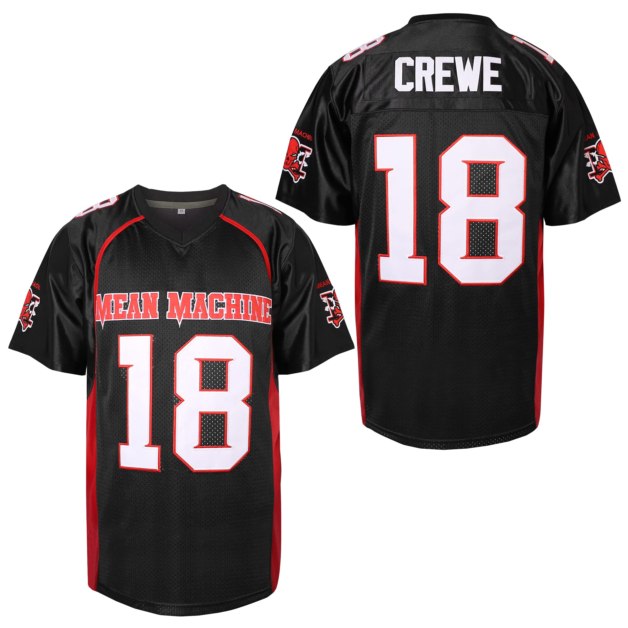 Paul Crewe #18 Mean Machine Football Jersey - The Longest Yard Movie Replica Stitched Jersey for Men (Black, Sizes S-3XL) - Perfect for Game Day, Halloween Costumes & Sports Fan Gifts
