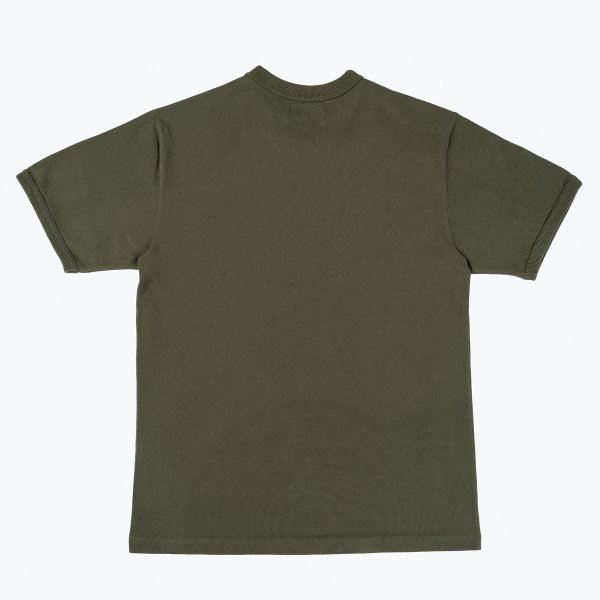 Iron Heart IHT 1600 11oz Heavyweight Cotton Knit Crew Neck T-Shirt for Men - Olive Green Casual Tee | Perfect for Streetwear, Workwear & Everyday Comfort