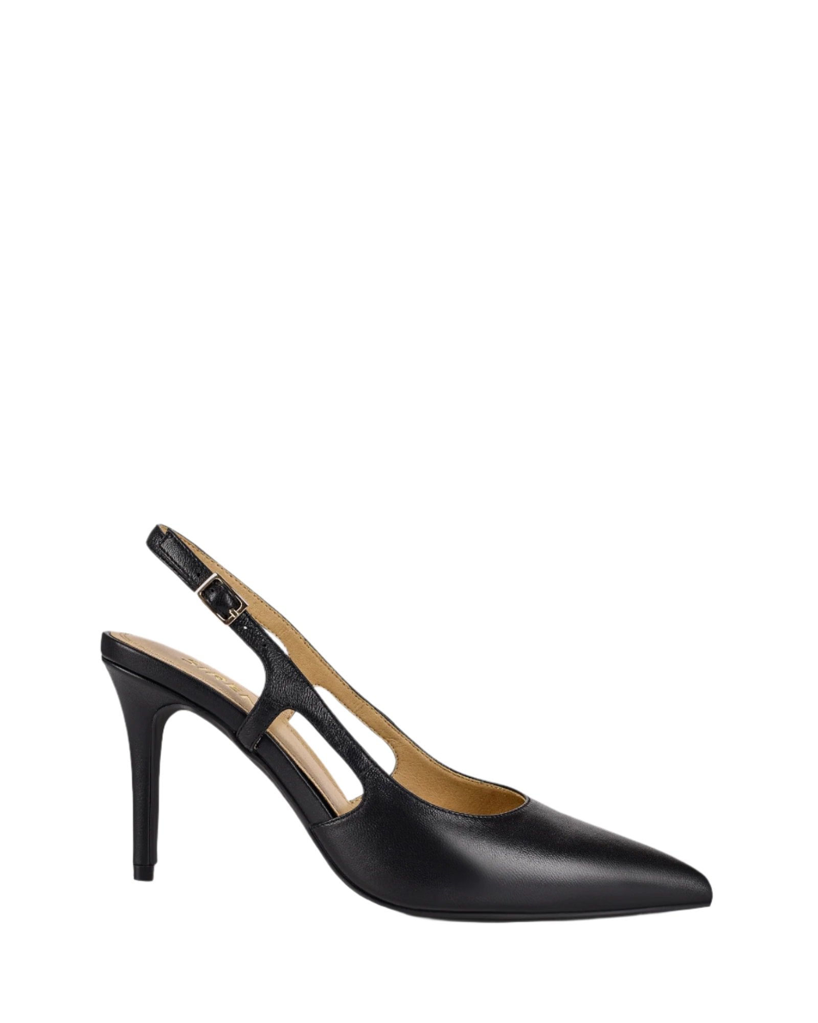 Elegant Black Leather Cinch Slingback Heels - Women's Fashion Shoes for Work, Party & Special Occasions
