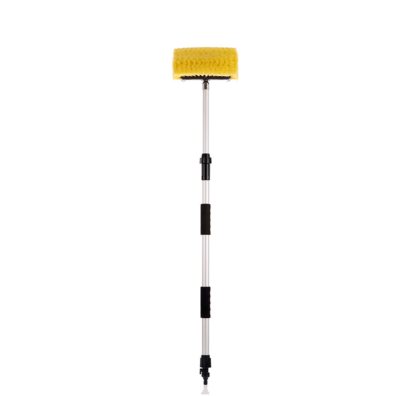 10/12 Flow Thru Brush with Telescopic Pole & On/Off Switch (3.4' to 6 ft Extension) - Perfect for Window Cleaning, Car Washing, and Outdoor Surface Maintenance