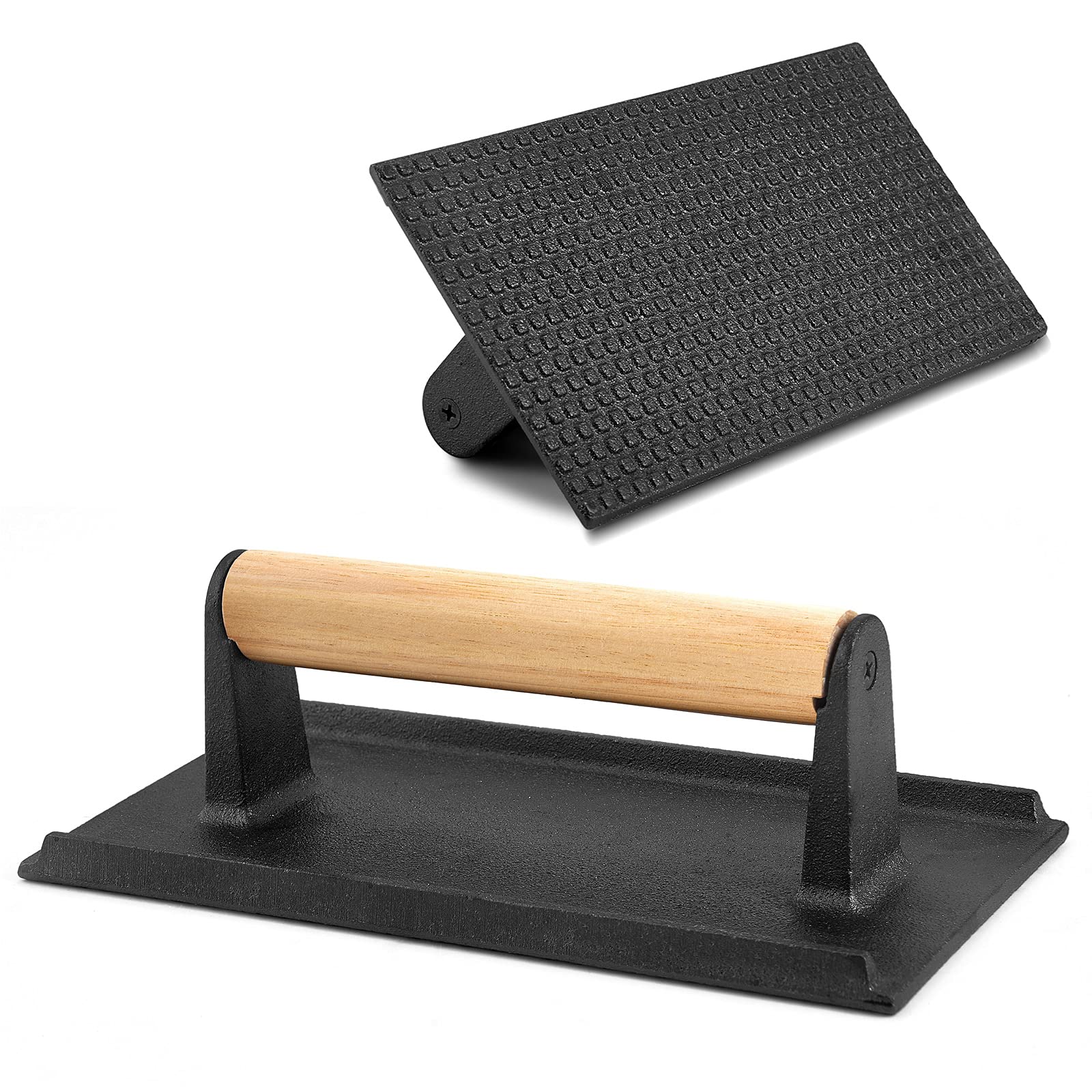 Premium Cast Iron Bacon Press & Hamburger Patty Maker - 8