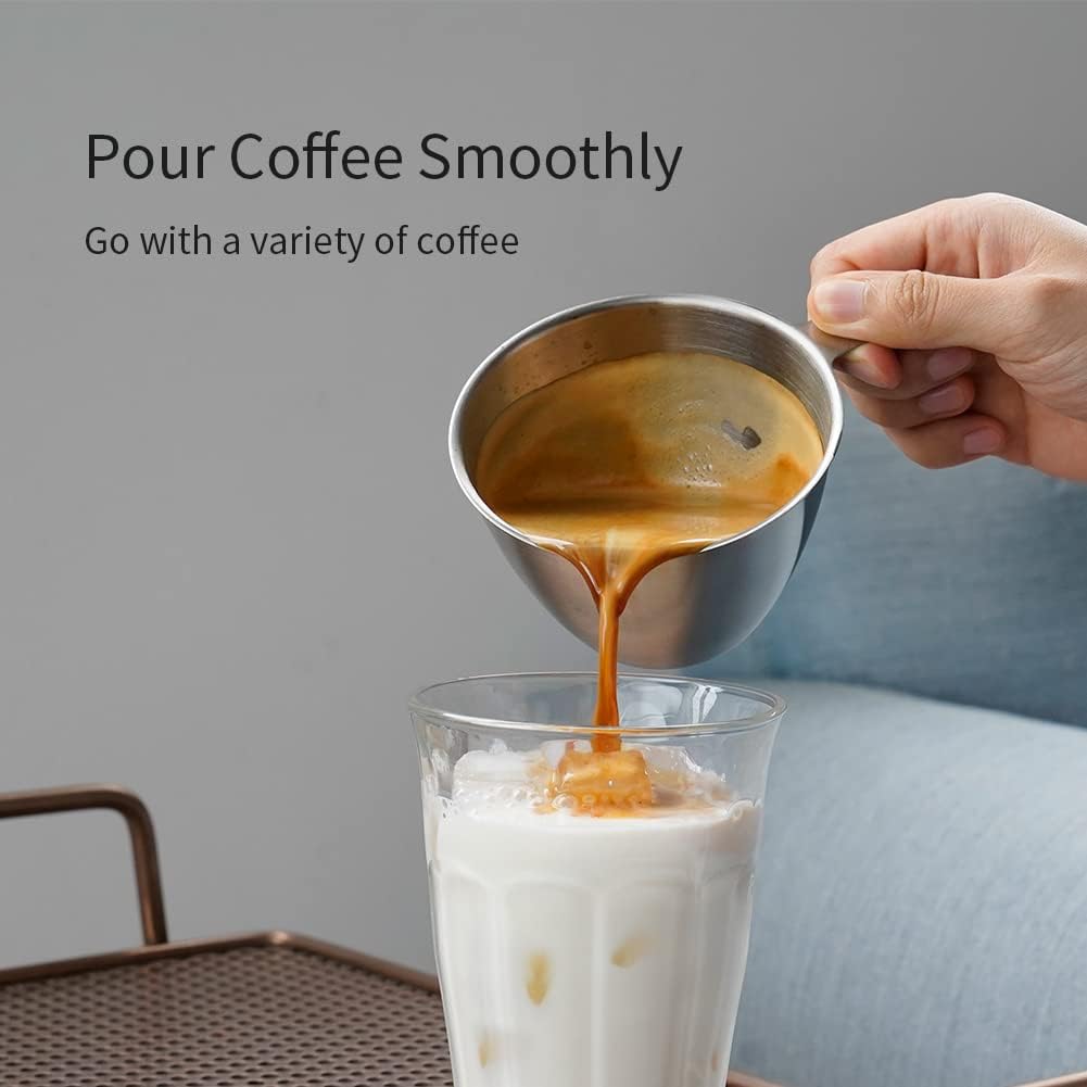 200ml Stainless Steel Espresso Shot Measuring Cup 6.8OZ with Handle & Inside Scale - Perfect for Coffee, Milk, Wine & Liquid Measurement - Barista & Kitchen Essential for Home & Professional Use
