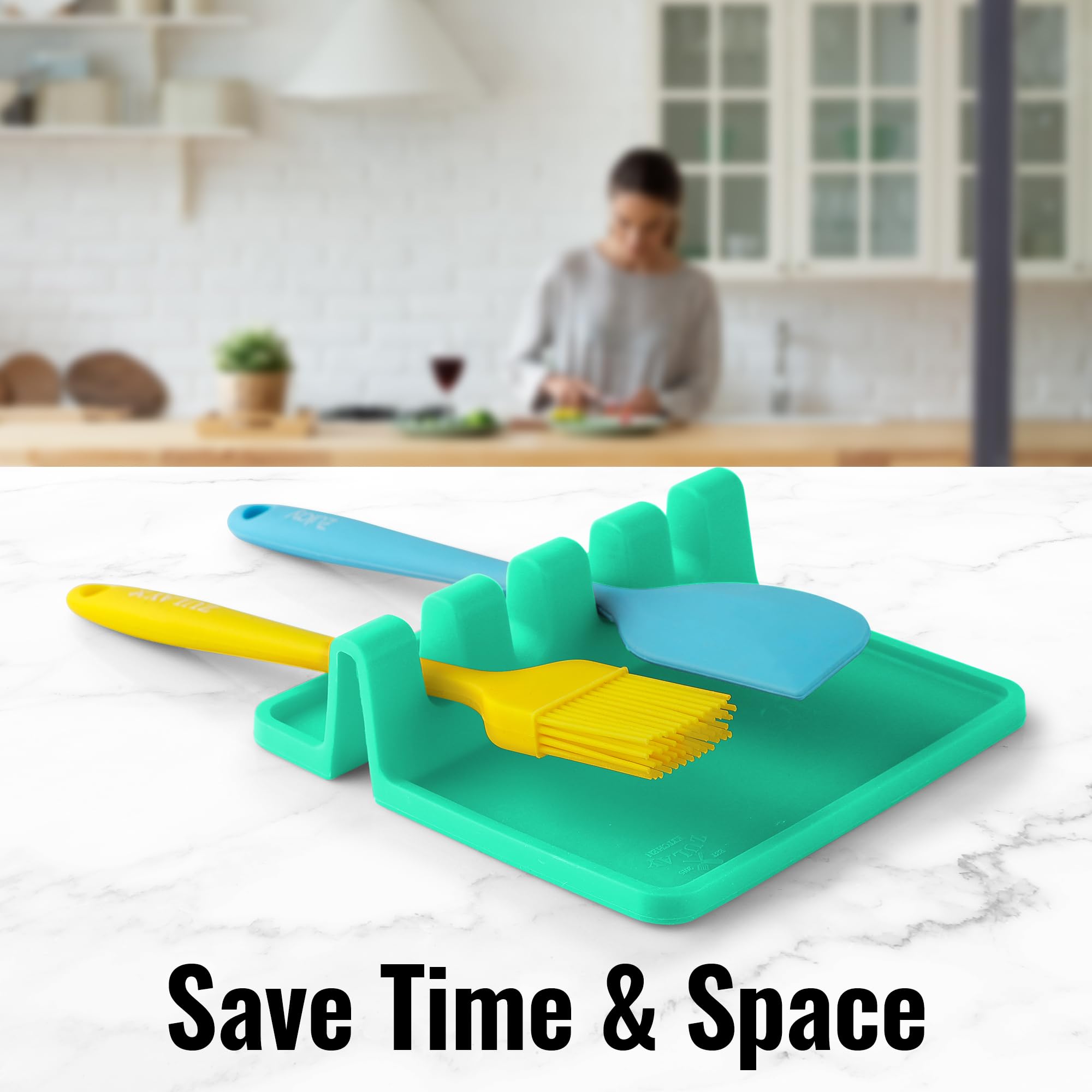 Zulay Silicone Utensil Rest - Heat-Resistant Spoon Holder for Stove Top - BPA-Free Kitchen Organizer for Cooking