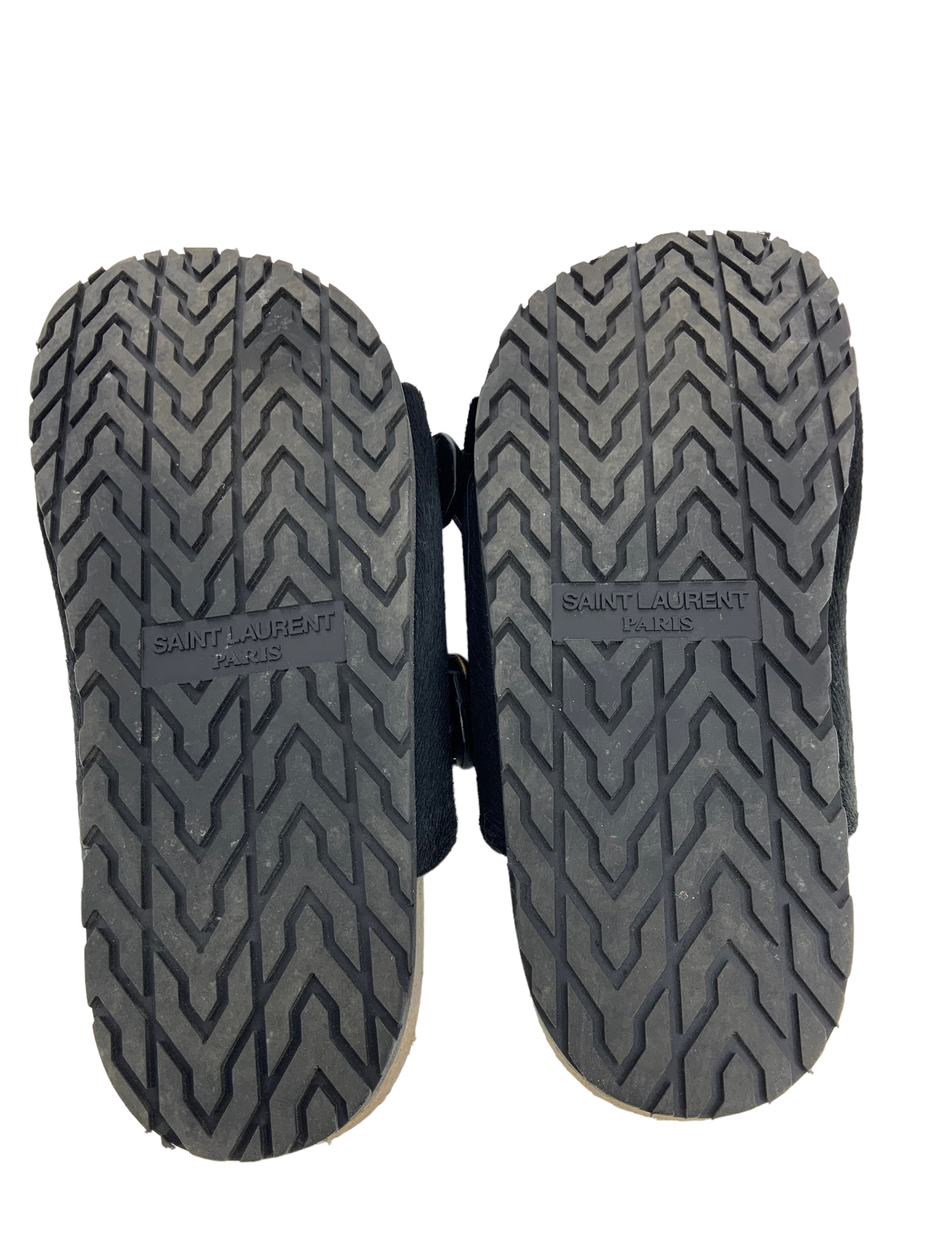 SAINT LAURENT Jimmy Pony Hair Flat Sandals Women's Size 6.5 - Luxury Designer Slide Sandals for Summer, Beach & Casual Outings