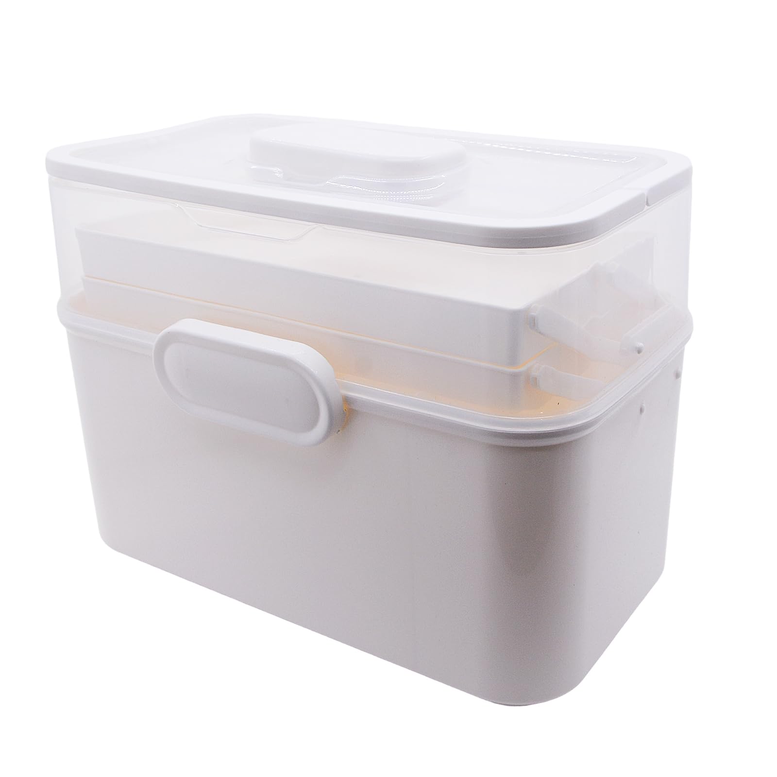 PENCK Large Capacity 3-Layer Pill Organizer Box - Multi-Compartment Medicine Case for Vitamins, Supplements & Daily Medications | Lockable Plastic Storage for Home, Travel & Emergency Use | Perfect for Family Healthcare & Sewing Supplies Organization