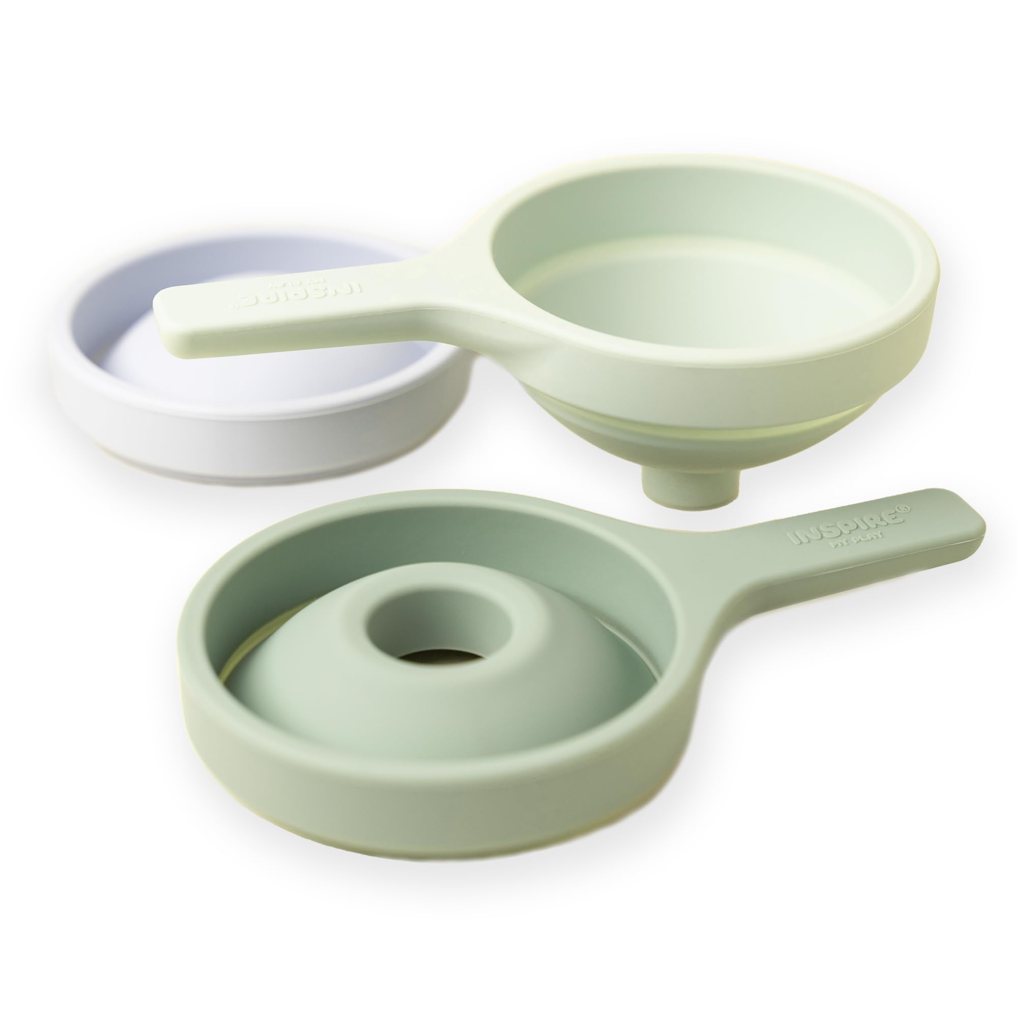 3 Pack Green Silicone Collapsible Sensory Funnels for Kids - Safe Pouring Toys for Toddlers - Food Grade Sensory Bin Tools for Water Play, Sand Play & Early Learning Activities