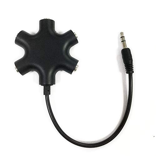 5-Way 3.5mm Headphone Splitter - 1 Male to 5 Female Audio Stereo Adapter - Compatible with iPhone, Samsung, iPad, MP3 Players - Perfect for Group Listening, Classroom Sharing, Gaming Parties & Travel Entertainment