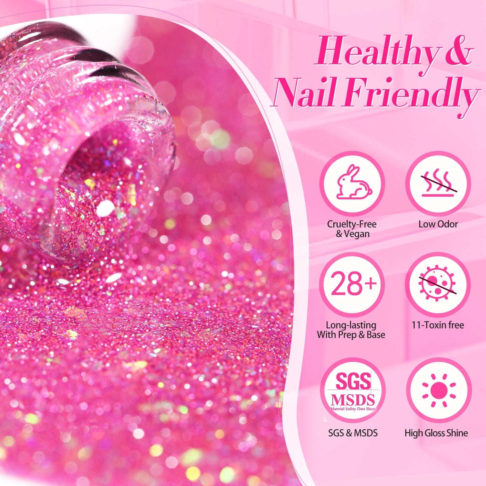 Reflective Gel Nail Polish Set with Mica Flakes - Neon #01 (7ml) for Stunning Nail Art & UV/LED Manicures - Perfect for Parties, Holidays & Special Occasions