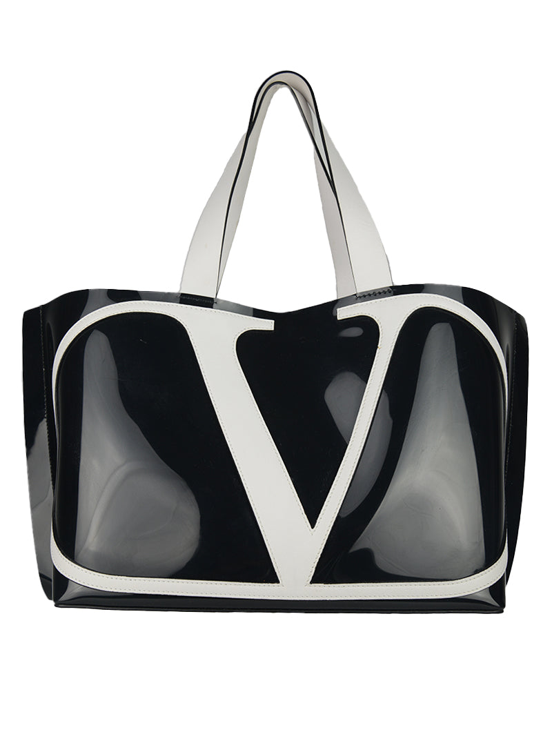 Valentino Black PVC Shopper Bag - Stylish & Durable Tote for Women | Perfect for Work, Travel & Everyday Use