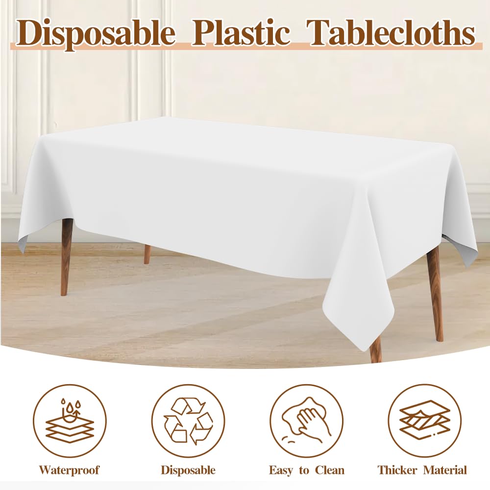 Premium Disposable Plastic Tablecloth 2-Pack - 54