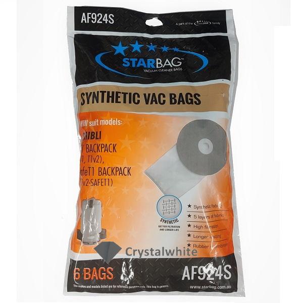 Starbag AF924S Synthetic Vacuum Cleaner Bags - 6 Pack, HEPA Filtration, Compatible with Major Vacuum Brands - Perfect for Home Cleaning, Pet Hair Removal & Allergy Relief