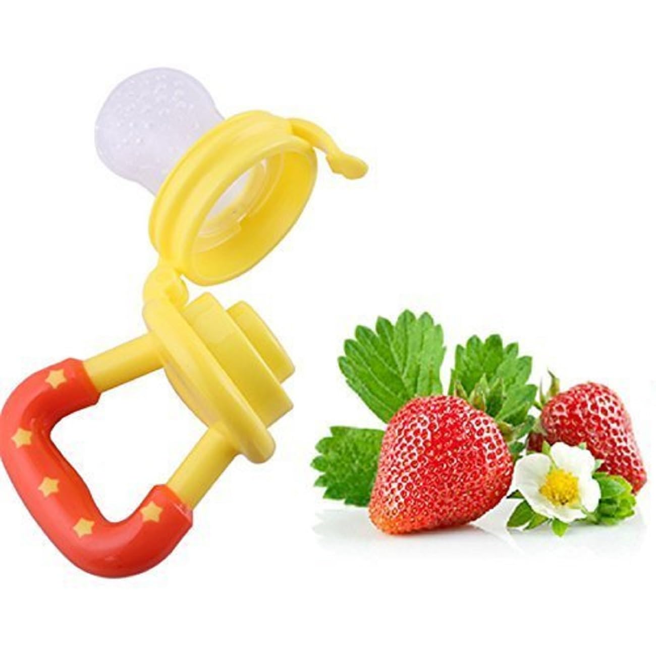 Kritiu BPA-Free Silicone Teething Nibblers Set - Rattle & Star Nibbler Combo for Babies 0-12 Months | Safe Chew Toys for Soothing Sore Gums | Perfect for Daycare, Travel & On-the-Go Teething Relief (Green & Yellow)