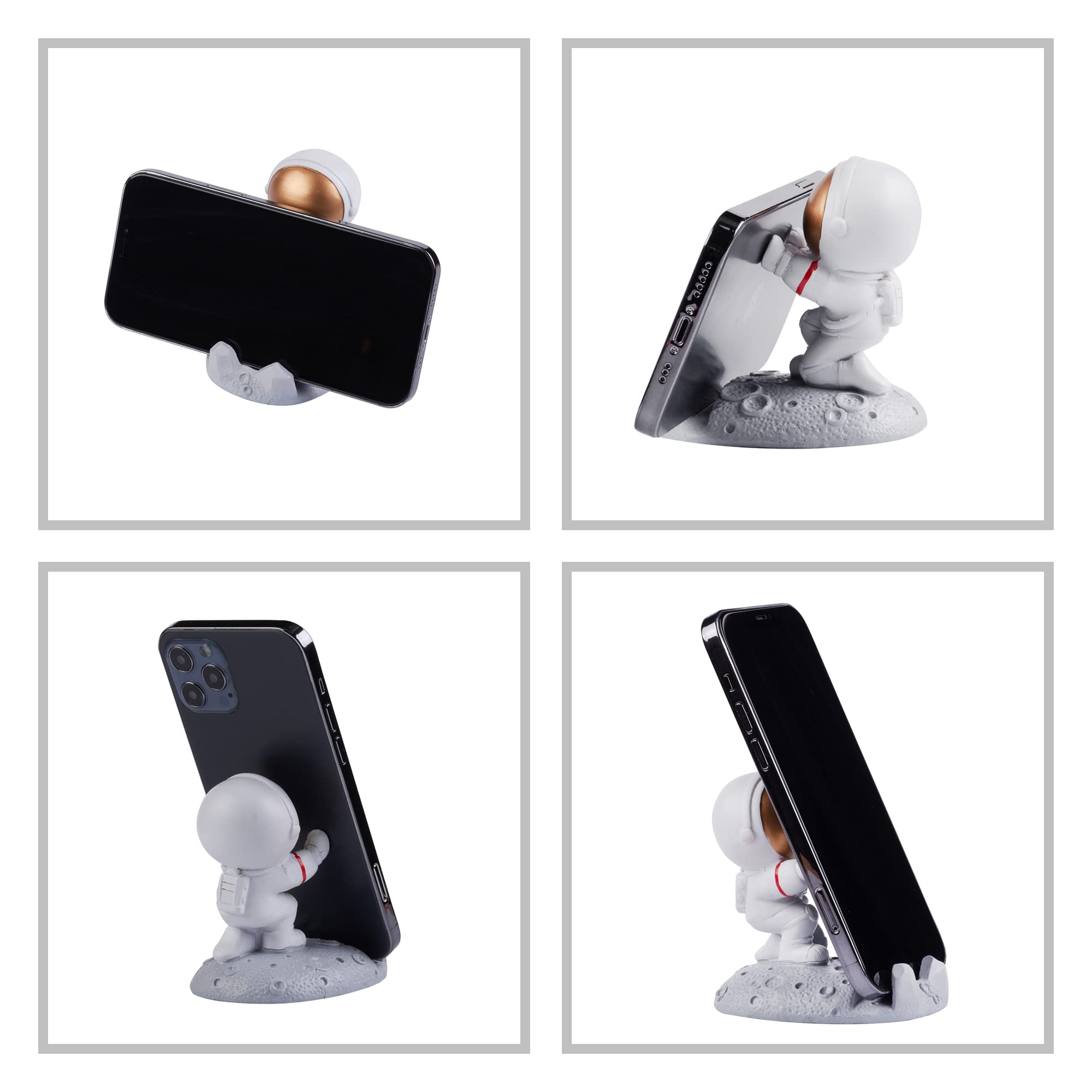 Creative Astronaut Cell Phone Stand - Spaceman Phone Holder for Desk, Pushing Hands Design | Perfect for Office Decor, Gift Ideas & Space-Themed Room Accessories