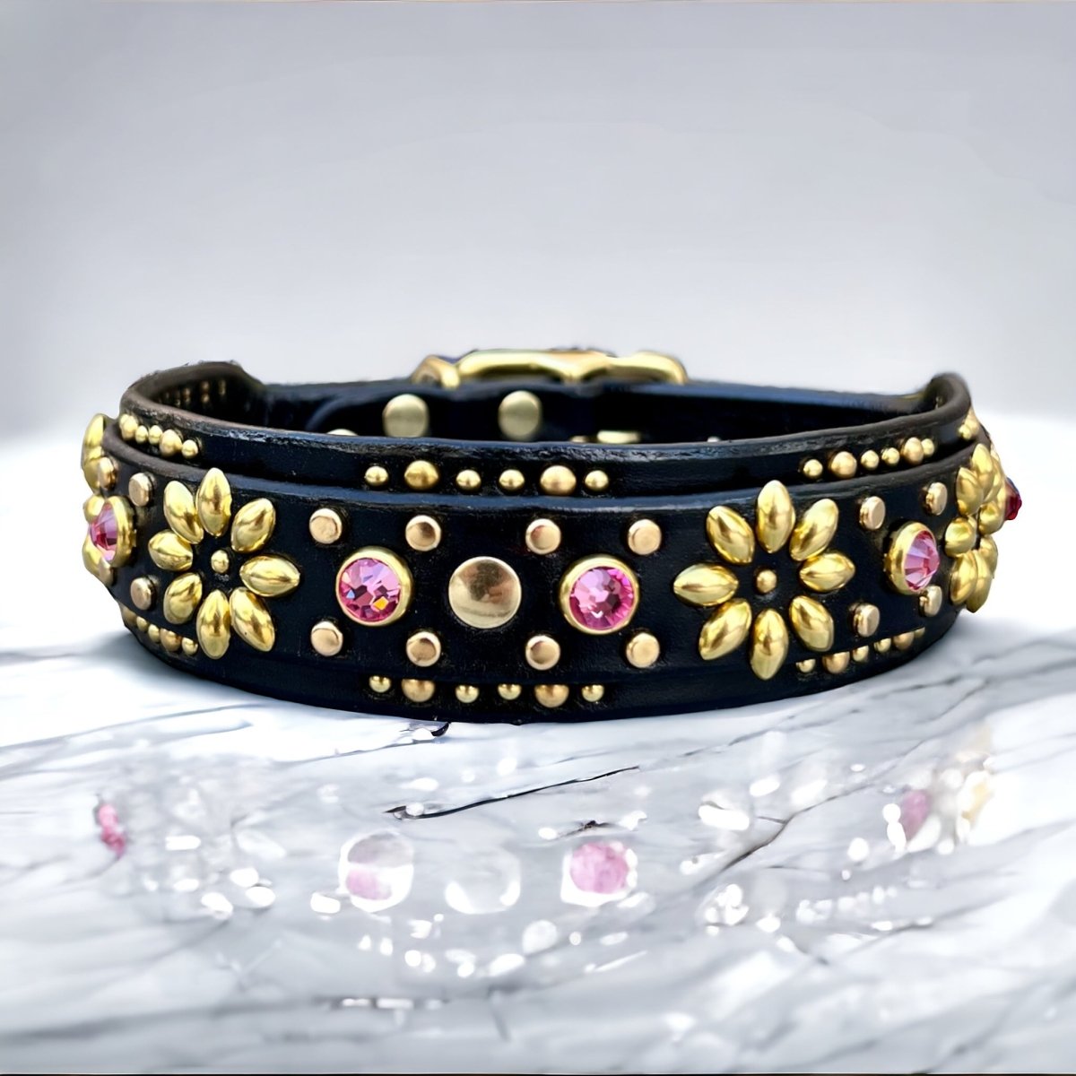 Premium Goddess Leather Dog Collar - Handmade Adjustable Pet Collar for Small Medium Large Dogs - Stylish & Durable for Walks, Training, and Everyday Use