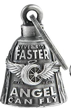 Motorcycle Bell for Good Luck & Protection - Never Ride Faster Than Your Guardian Angel Can Fly - Perfect for Bikers, Riders & Road Trips
