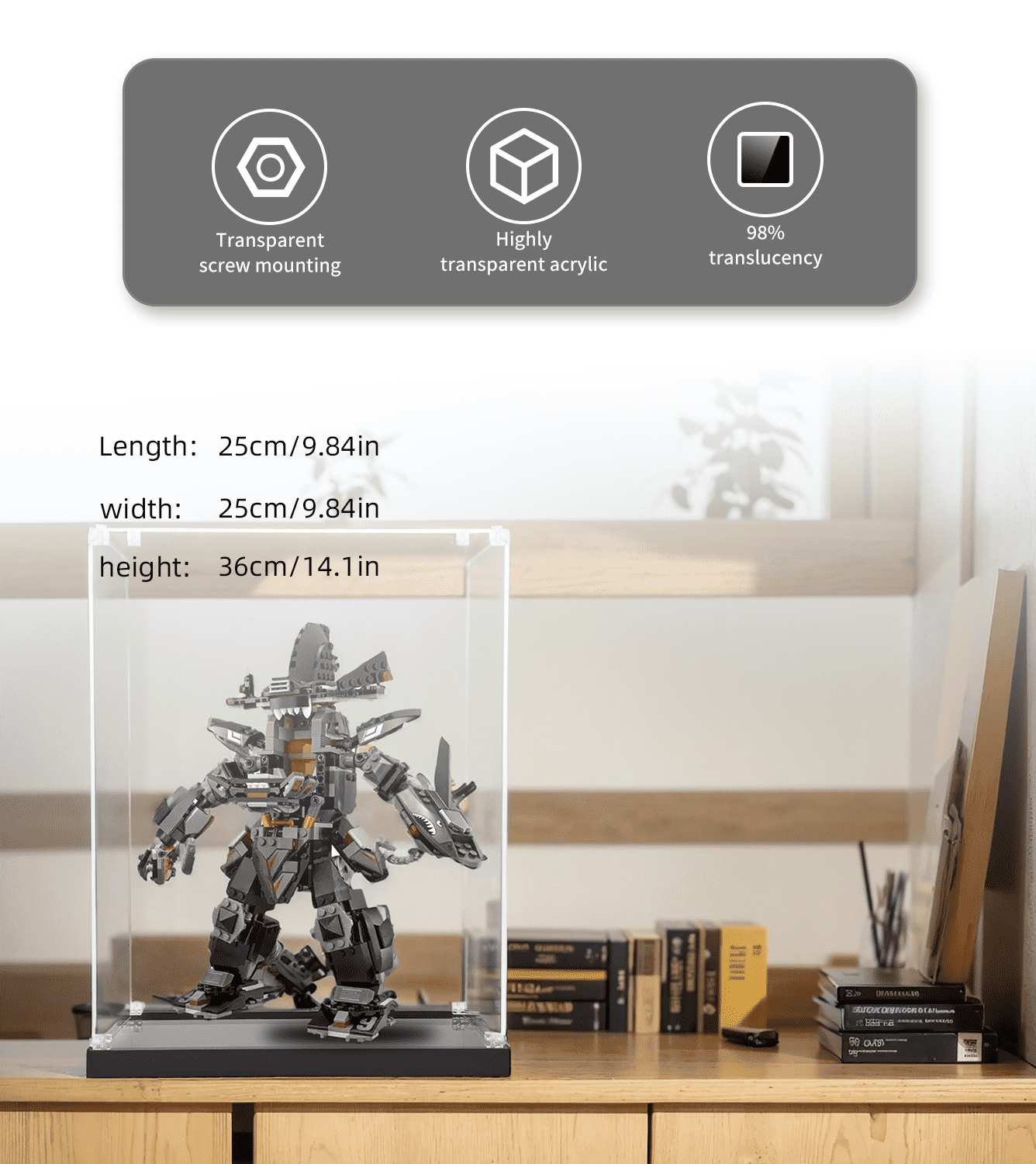 LEGO Ninjago Movie Garma Mecha Man 70613 Display Case - Protective Showcase for Collectible LEGO Sets - Perfect for Home Decor, Office Display & Toy Collection Preservation