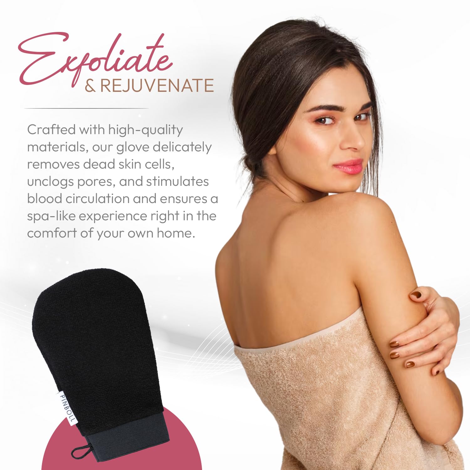 PINBOLL Exfoliating Gloves for Dead Skin Removal - Breathable Viscose Fiber Body Scrubber for Smooth & Even Glow | Men & Women Bath Exfoliator | Perfect for Shower, Spa & Dry Brushing Routine