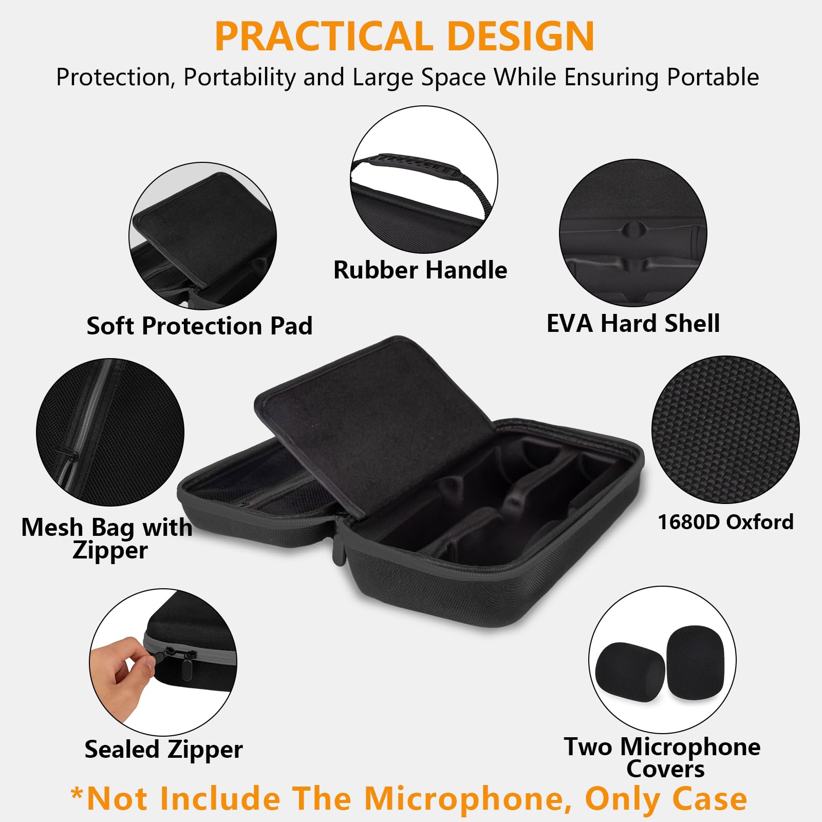 JBL Wireless Microphone Case - Durable Travel Bag for JBL Wireless Two Mic System, Receiver, Adapter & AA Batteries - Perfect for Karaoke, Singing & Party Box Events (Black, Box Only)