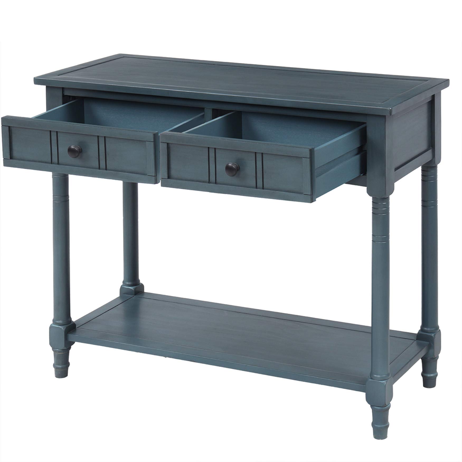 Narrow Navy Console Table with Drawers - Small Entryway Table, Sofa Side Table for Hallway, Living Room & Bedroom - Perfect for Storage and Decor