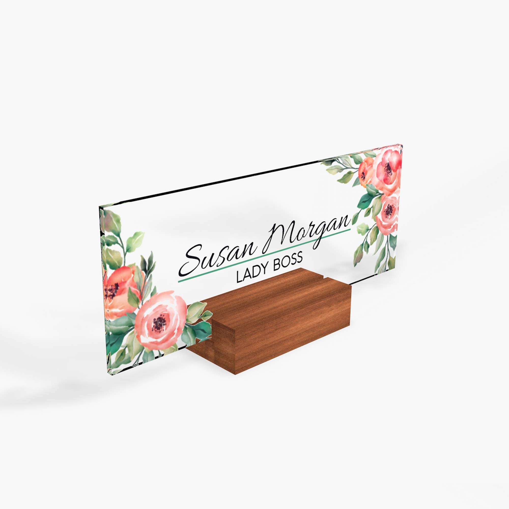 Personalized Wooden Name Plate - Custom Office Sign for Secretary, Nurse, Teacher Gift - 8