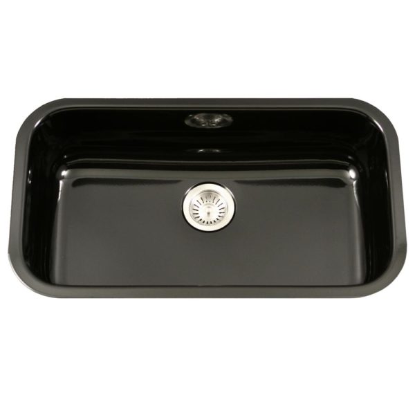 Hamat CER 3118S BL Black Enamel Steel Undermount Large Single Bowl Kitchen Sink - Durable & Stylish for Modern Kitchens, Perfect for Cooking & Cleaning Tasks