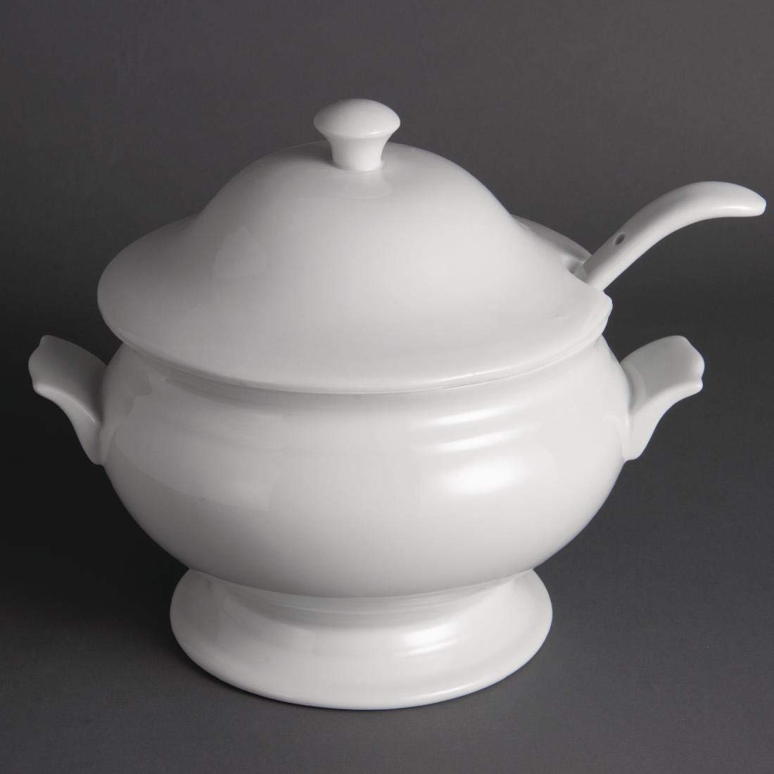25L (88Oz) Soup Tureen with Lid & Ladle - 227x250mm Large Serving Bowl for Restaurants, Catering & Family Gatherings - Perfect for French Onion Soup, Chili & Stew Serving