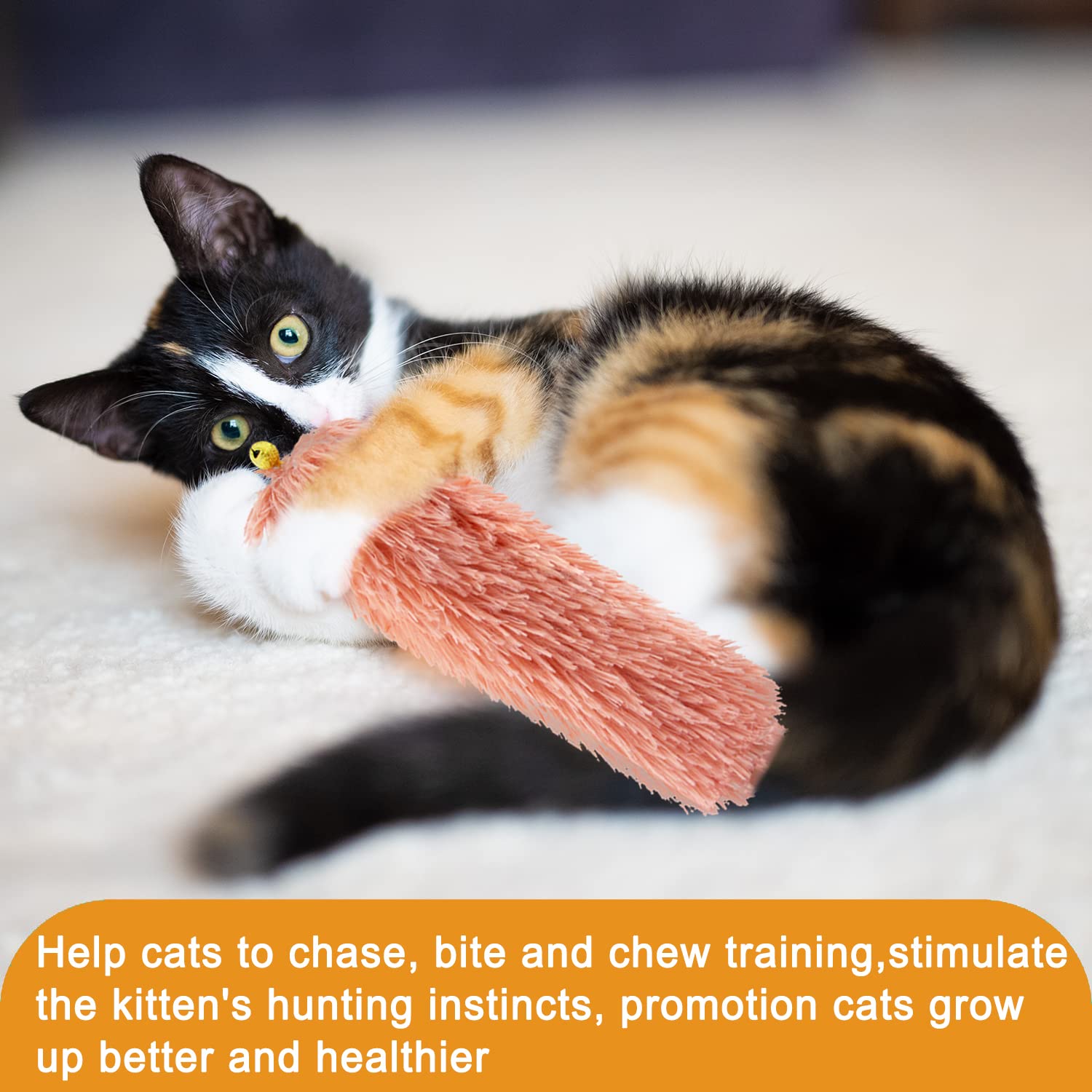 iZiv 3 Pack Catnip Toys for Cats - Interactive Kitten Toys with Catnip, Bell & Soft Sticks | Fun Playtime for Indoor Cats | Perfect for Play, Exercise & Stress Relief
