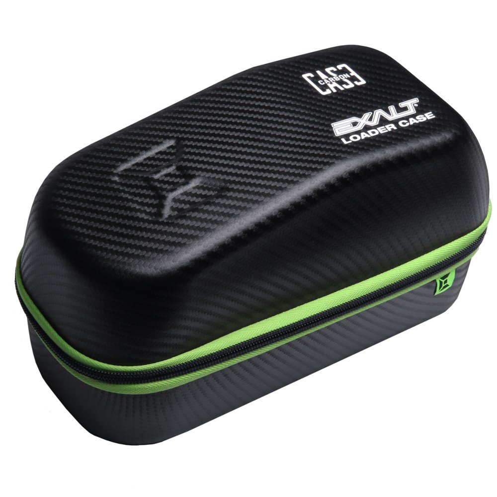 Exalt Paintball Loader Case - Universal Paintball Hopper Protective Cover - Carbon Fiber Series (Black Carbon/Lime Microfiber) - Durable Storage for Paintball Gear & Equipment - Perfect for Tournament Play & Field Protection