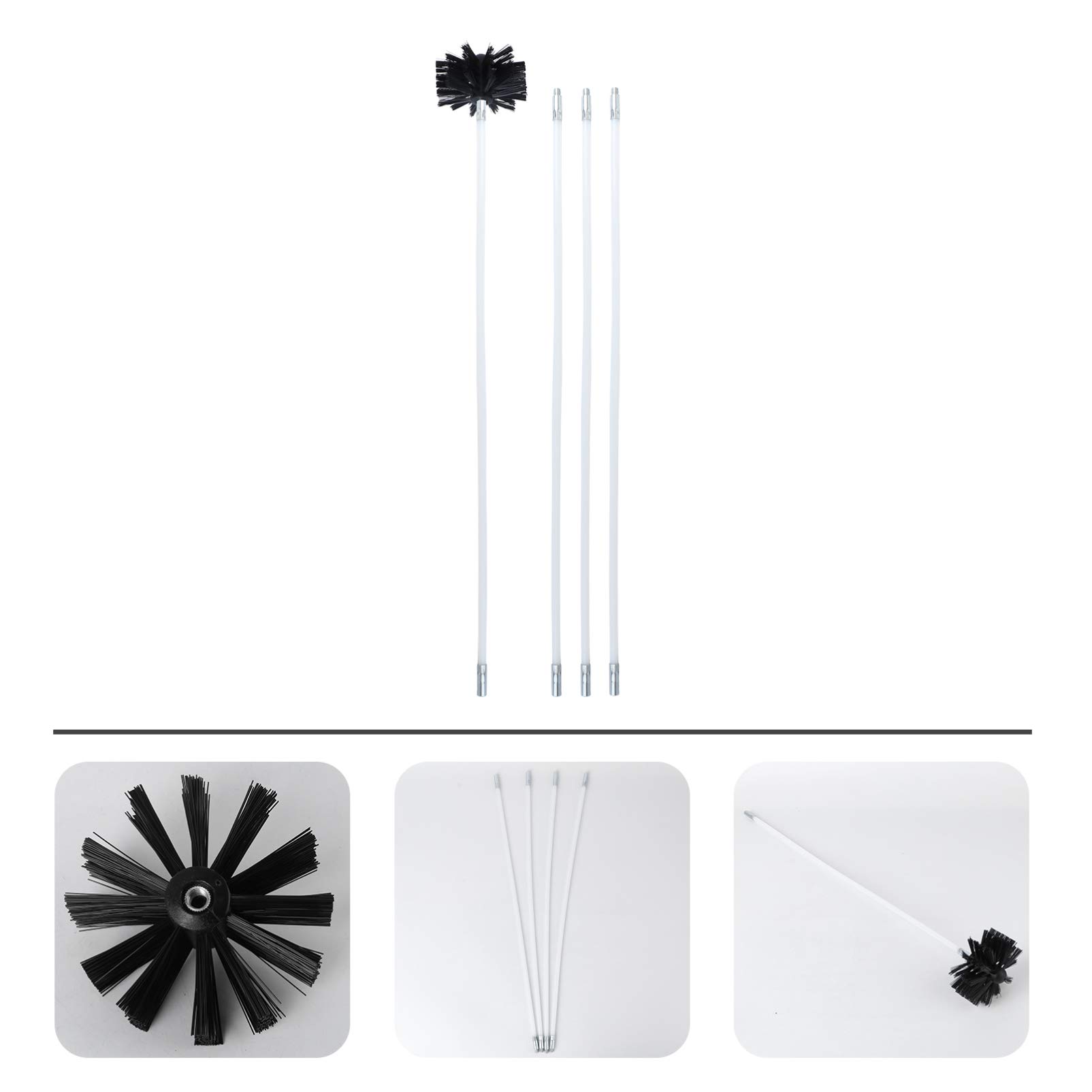 Cabilock Dryer Vent Cleaning Kit - 6-Piece Duct Brush Set with Lint Remover & Chimney Brush - Ideal for Dryer Duct, Vent, and Chimney Cleaning - Perfect for Home Laundry Room & HVAC Maintenance