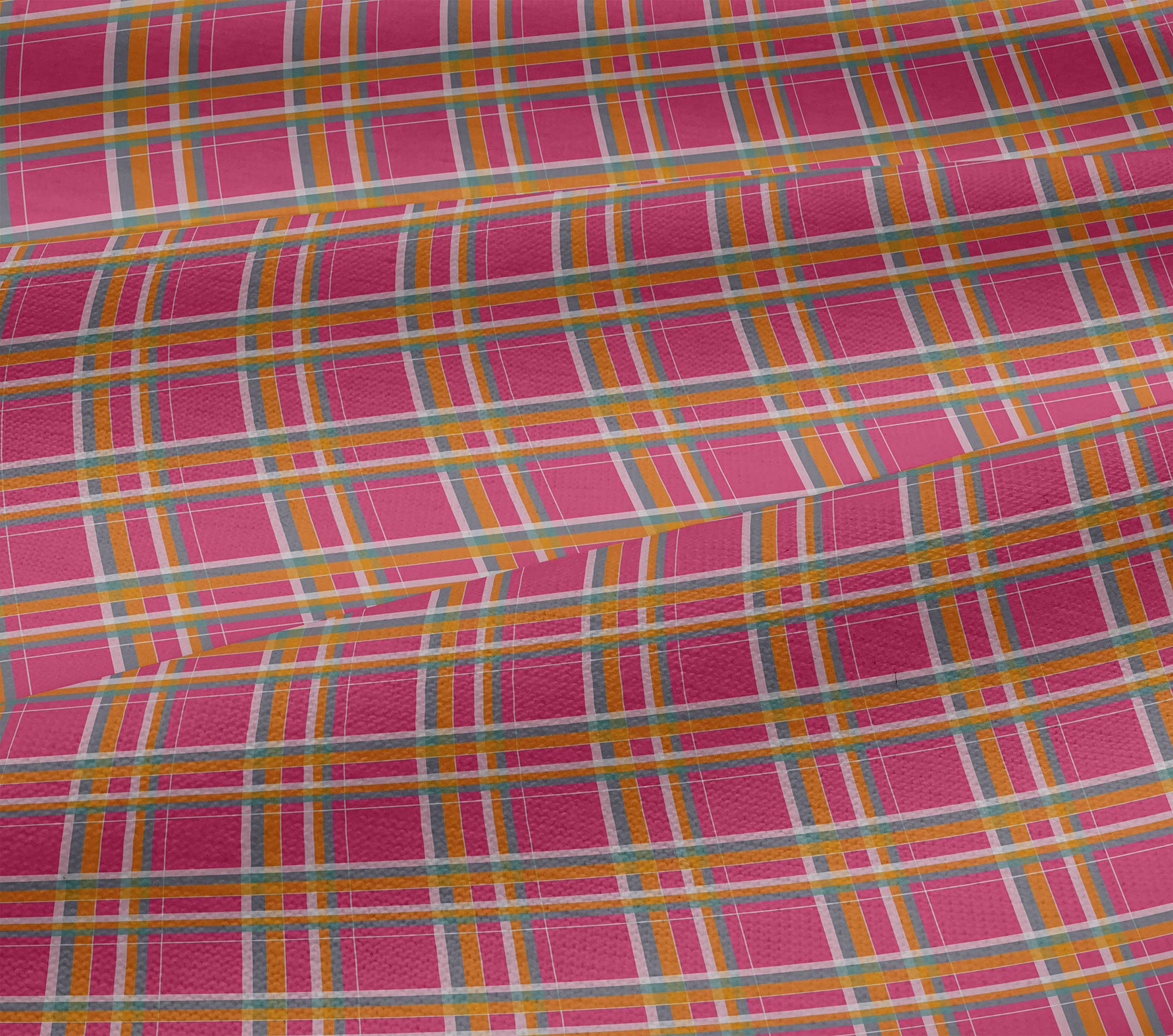 oneOone Viscose Jersey Fuschia Pink Madras Check Dress Fabric - 60 Inch Wide Printed Material by The Yard | Perfect for Summer Dresses, Skirts & DIY Fashion Projects