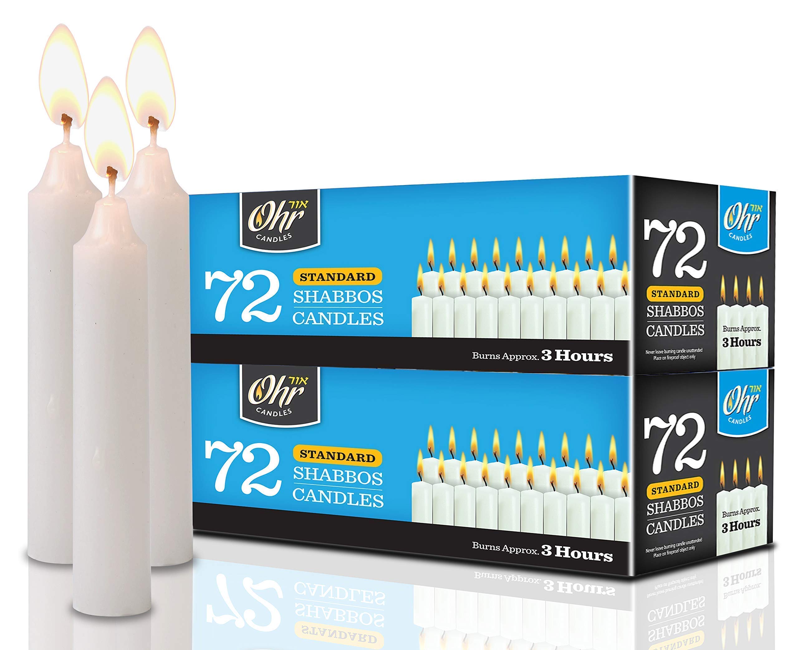 Premium OHR Shabbat Candles - Traditional 3-Hour Long-Lasting Shabbos Candles, 72 Count (Pack of 2) for Jewish Sabbath & Holiday Celebrations - Perfect for Friday Night Dinner, Havdalah & Synagogue Use