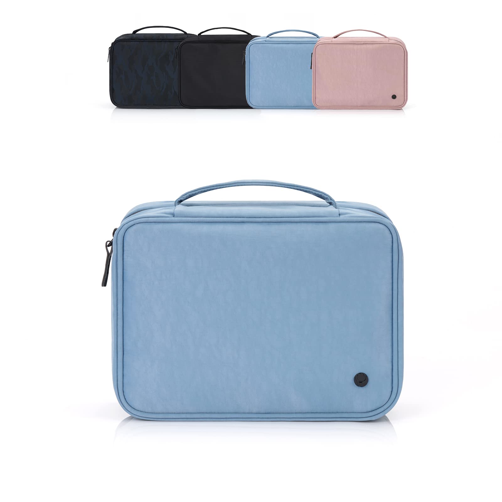 Purevave Large Hanging Toiletry Bag for Women & Men - Waterproof Travel Makeup Cosmetic Organizer with Multiple Pockets for Full Size Toiletries (Blue) | Perfect for Airplane Carry-on, Gym, Camping & Vacation Essentials