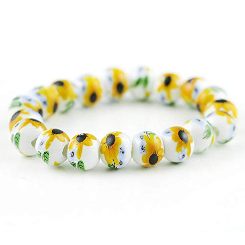 Ochoos Blue and White Porcelain Beads Bracelet - Elegant OL Style Ceramic Jewelry | Handmade in China | Unique Gift Idea for Women | Perfect for Office Wear, Parties & Special Occasions
