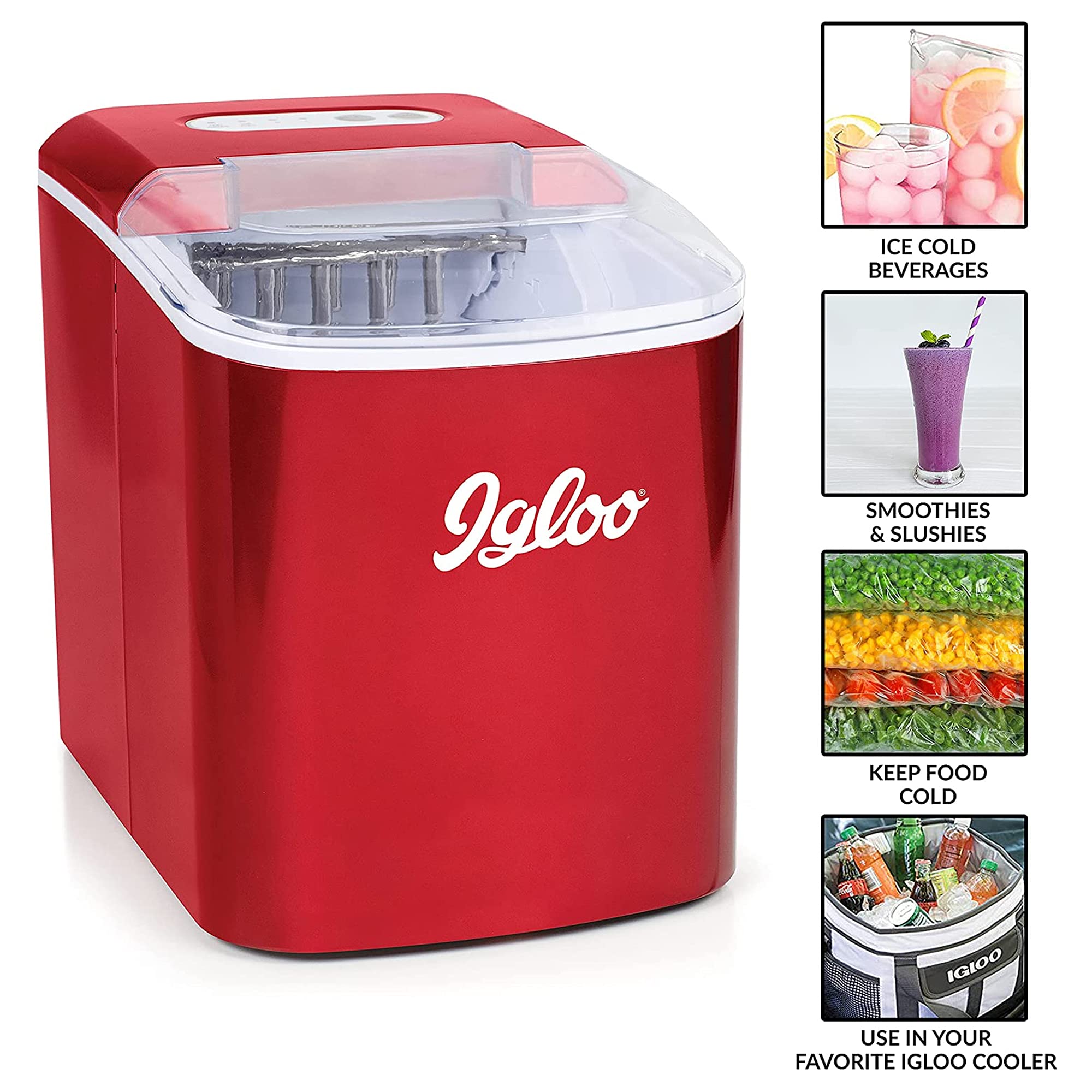 Igloo 26-lb Automatic Electric Countertop Ice Maker - 9 Cubes in 7 Minutes, Includes Scoop & Basket - Perfect for Home, Office, Parties, and Outdoor Events