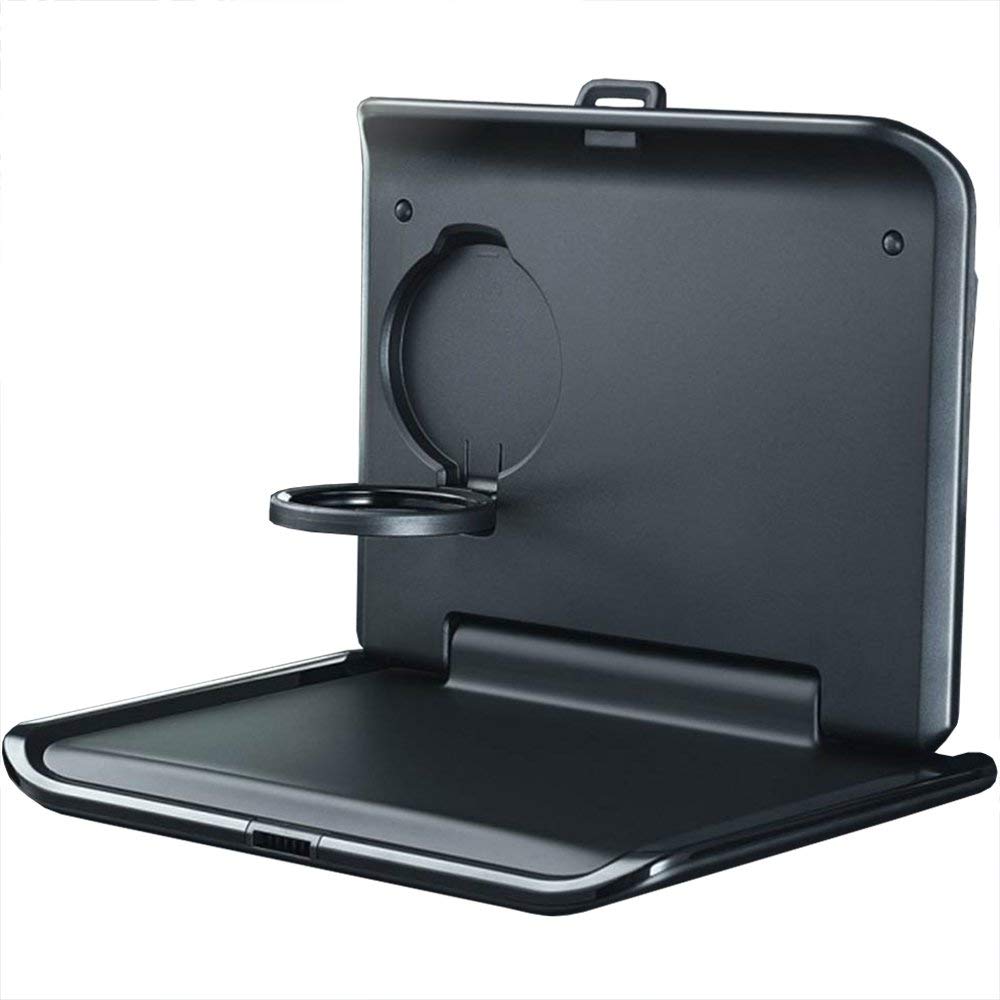 Original Volkswagen 000061124 Folding Travel Table with Built-in Cup Holder - Headrest Mount Car Accessory for Road Trips & Camping Comfort