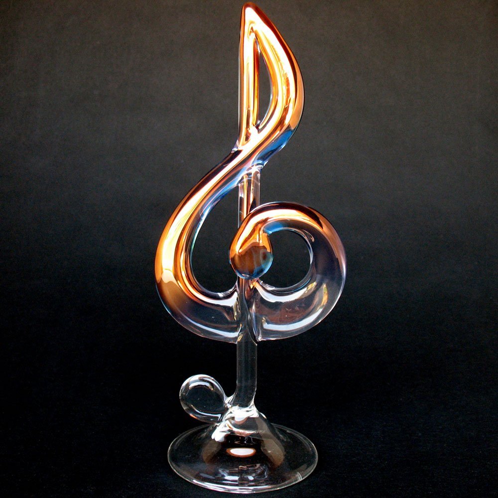 Hand Blown Glass Treble G Clef Figurine - Musical Note Decor for Home, Office & Gift - Perfect for Musicians & Music Lovers