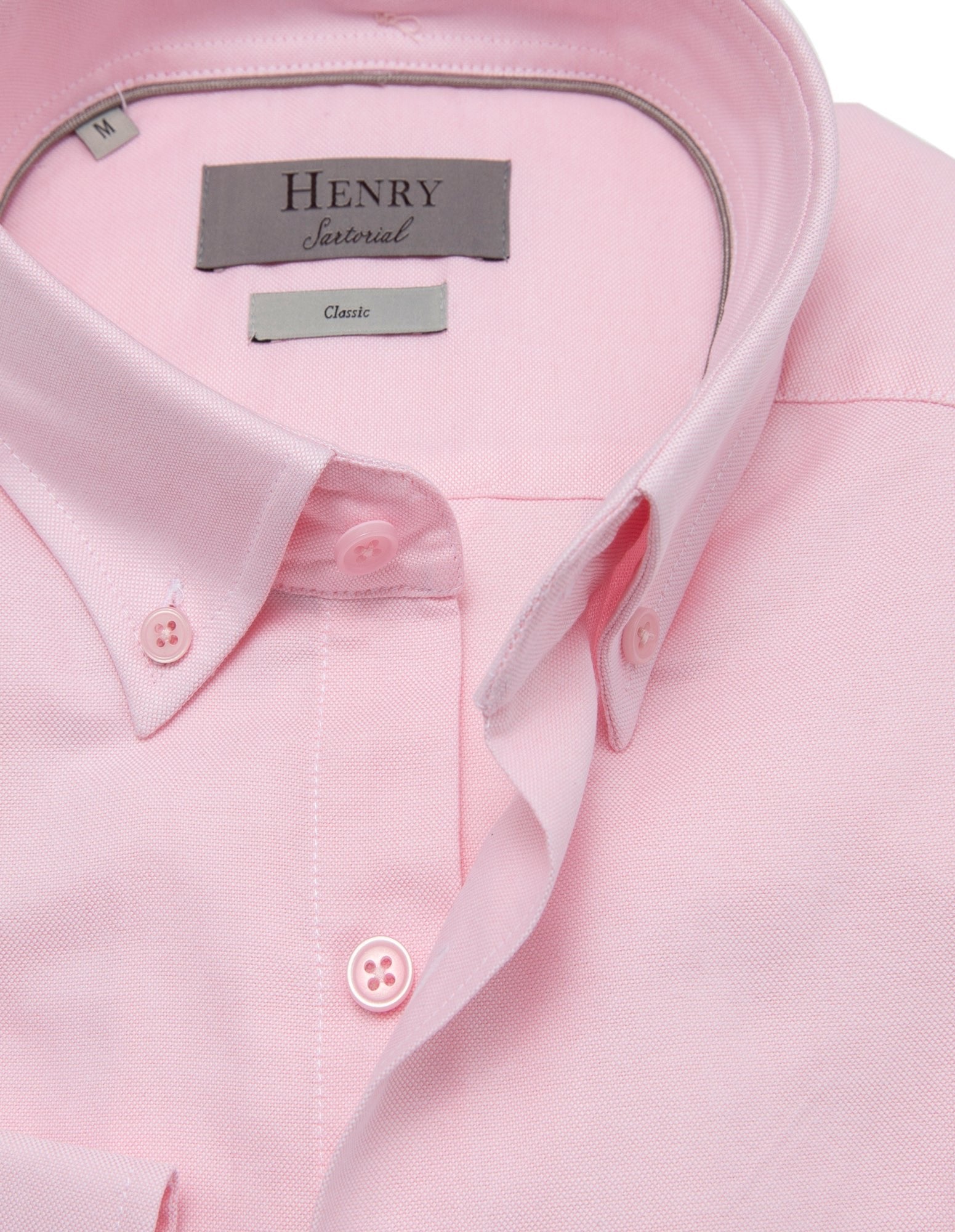 HENRY SARTORIAL Men's Casual Plain Pink Shirt - Comfortable Everyday Wear for Work & Outings