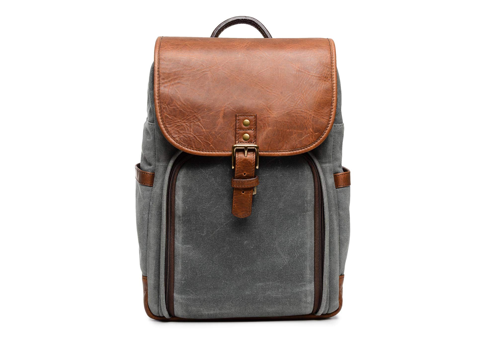 ONA Monterey Camera and Laptop Backpack - Smoke & Antique Cognac - Stylish DSLR Bag for Photographers & Travel - Perfect for Work, Commute & Adventure Travel