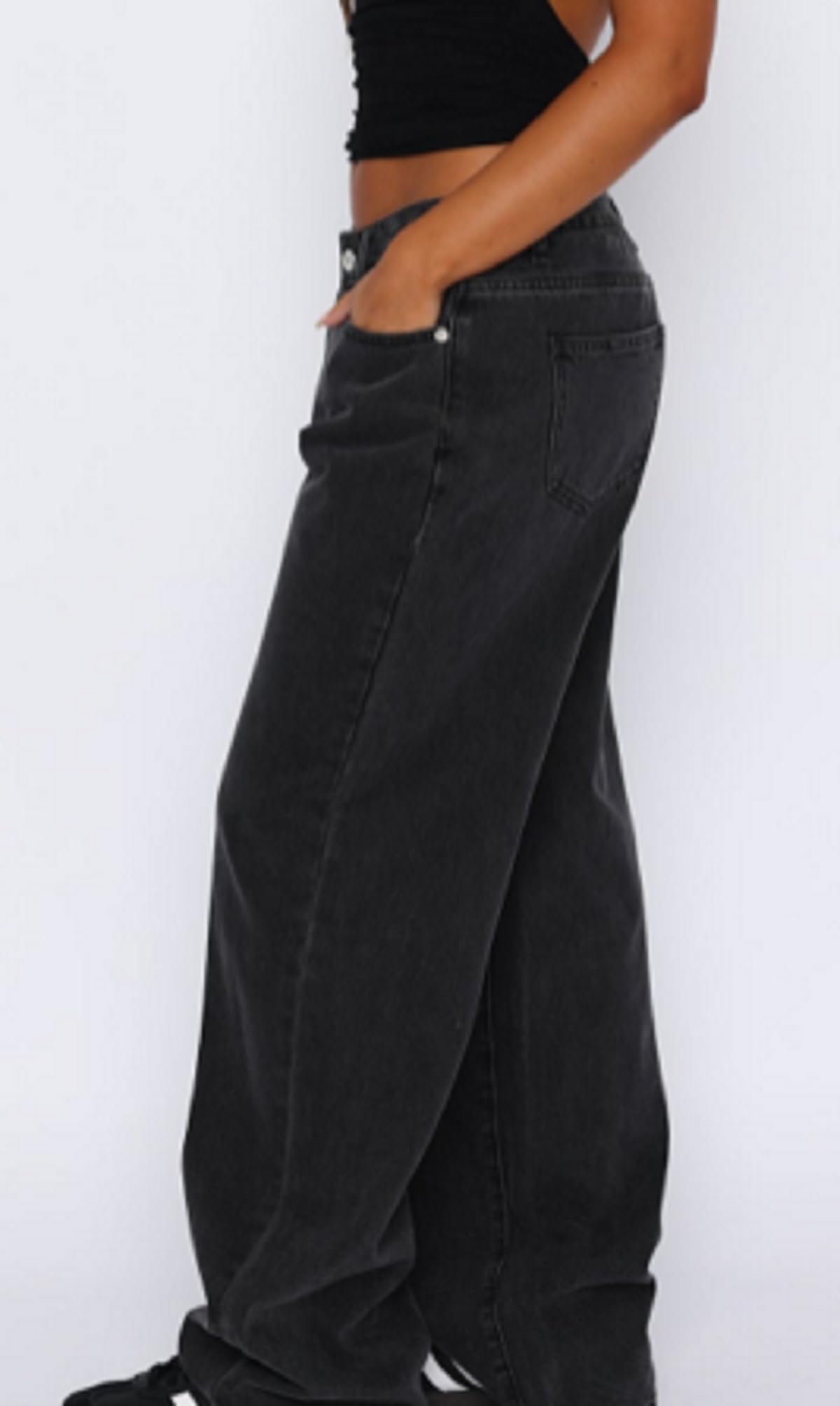 FOMOYUU Women's Low Rise Straight Leg Jeans - Y2K Fashion Wide Leg Loose Denim Pants with Stretch | Casual Streetwear Baggy Trousers for Everyday Wear & Urban Outfits