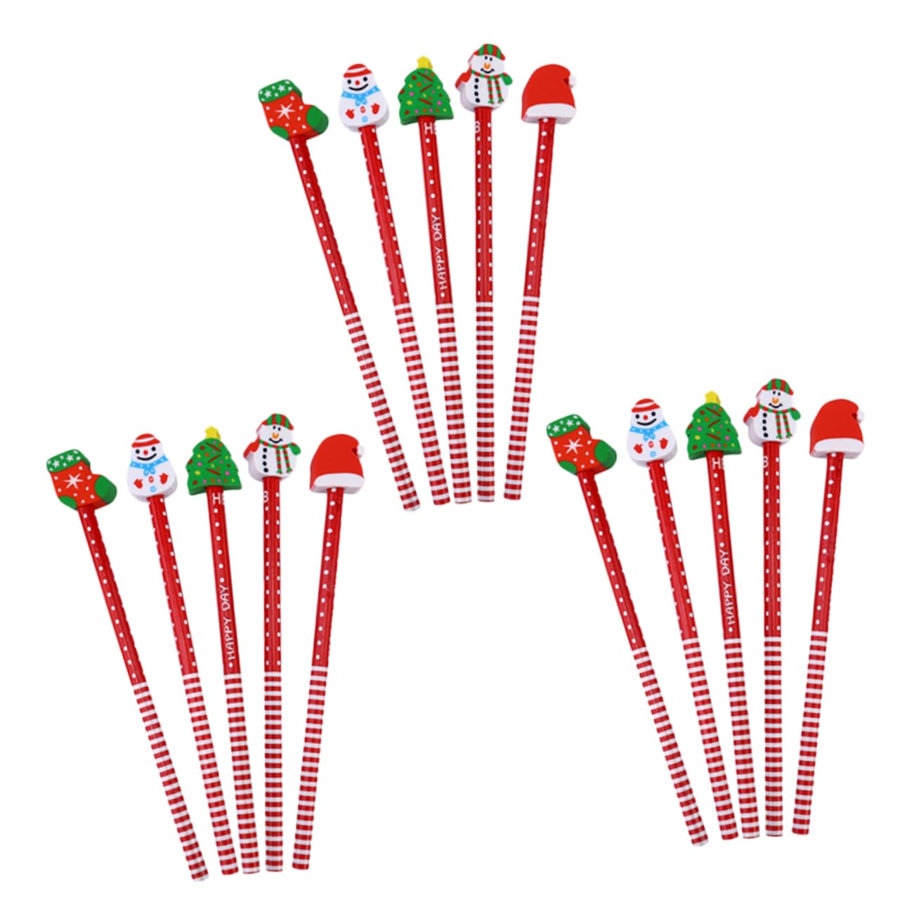 VILLCASE 15pcs Colorful Christmas Wooden Pencils - Festive Writing & Drawing Supplies for School, Office & Holiday Gift Giving
