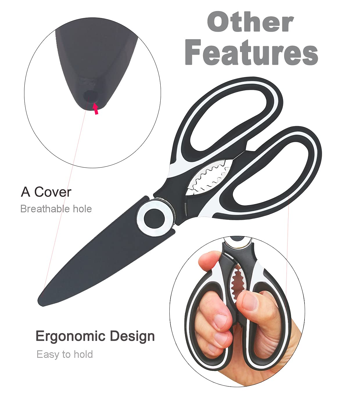 BESTWYA Heavy Duty Stainless Steel Kitchen Scissors - Multipurpose Cooking Shears for Cutting Meat, Herbs & Vegetables (Pack of 4) - Perfect for Meal Prep, Butchering & Food Processing