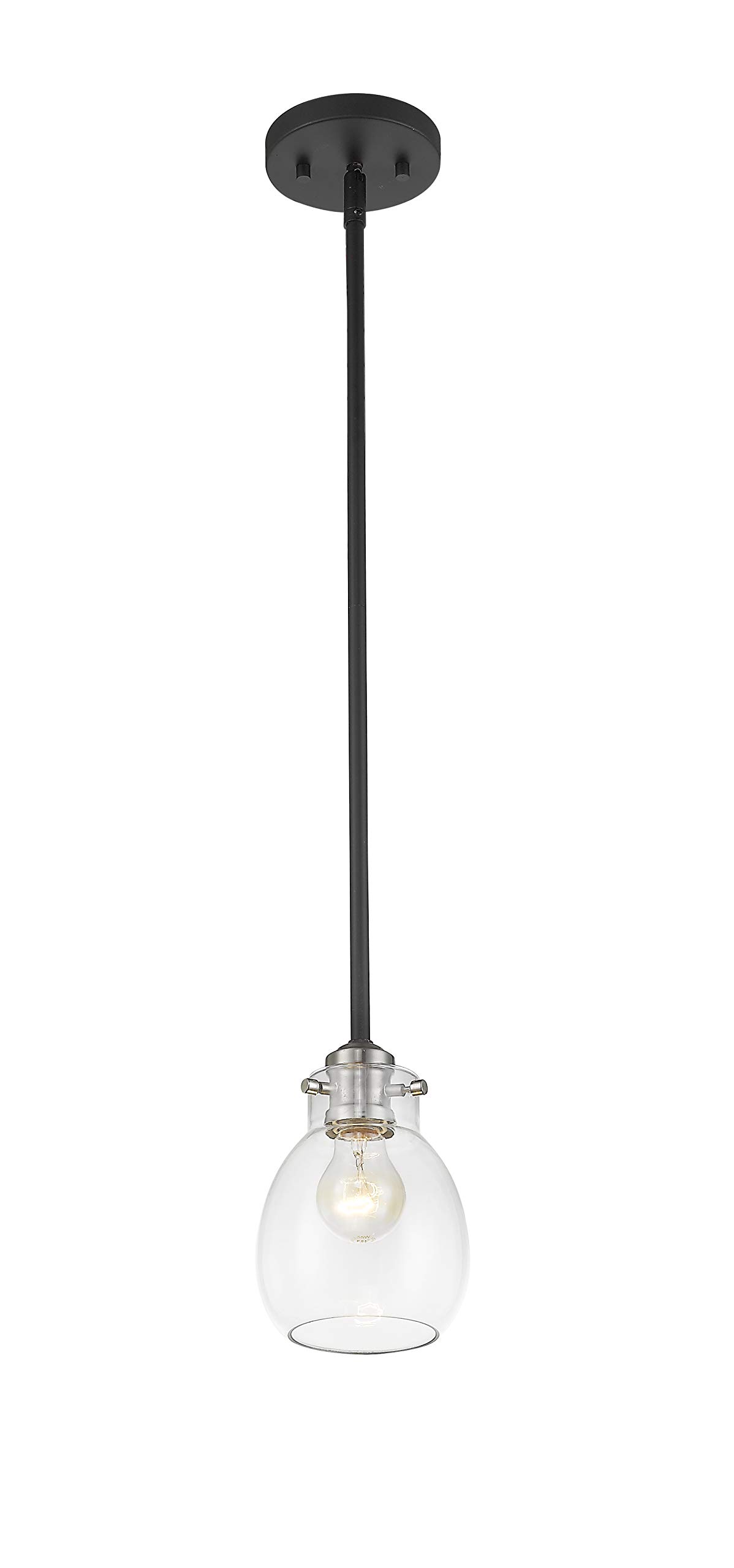 Kraken 1 Light Mini Pendant Light Fixture - Matte Black & Brushed Nickel Finish - Perfect for Kitchen Island, Dining Room, or Entryway Lighting