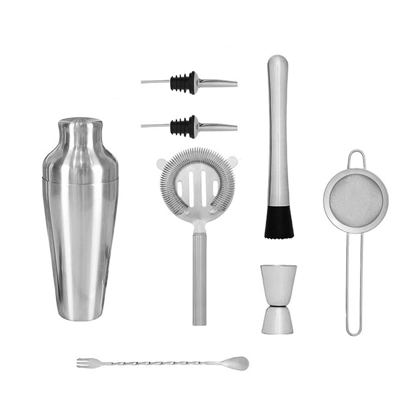 Premium 11-Piece Stainless Steel Cocktail Shaker Set - Matte Black & Silver Bartender Kit for Mixing Margaritas, Manhattans | Professional Bar Tools for Home & Commercial Use | Perfect for Parties, Weddings & Cocktail Making