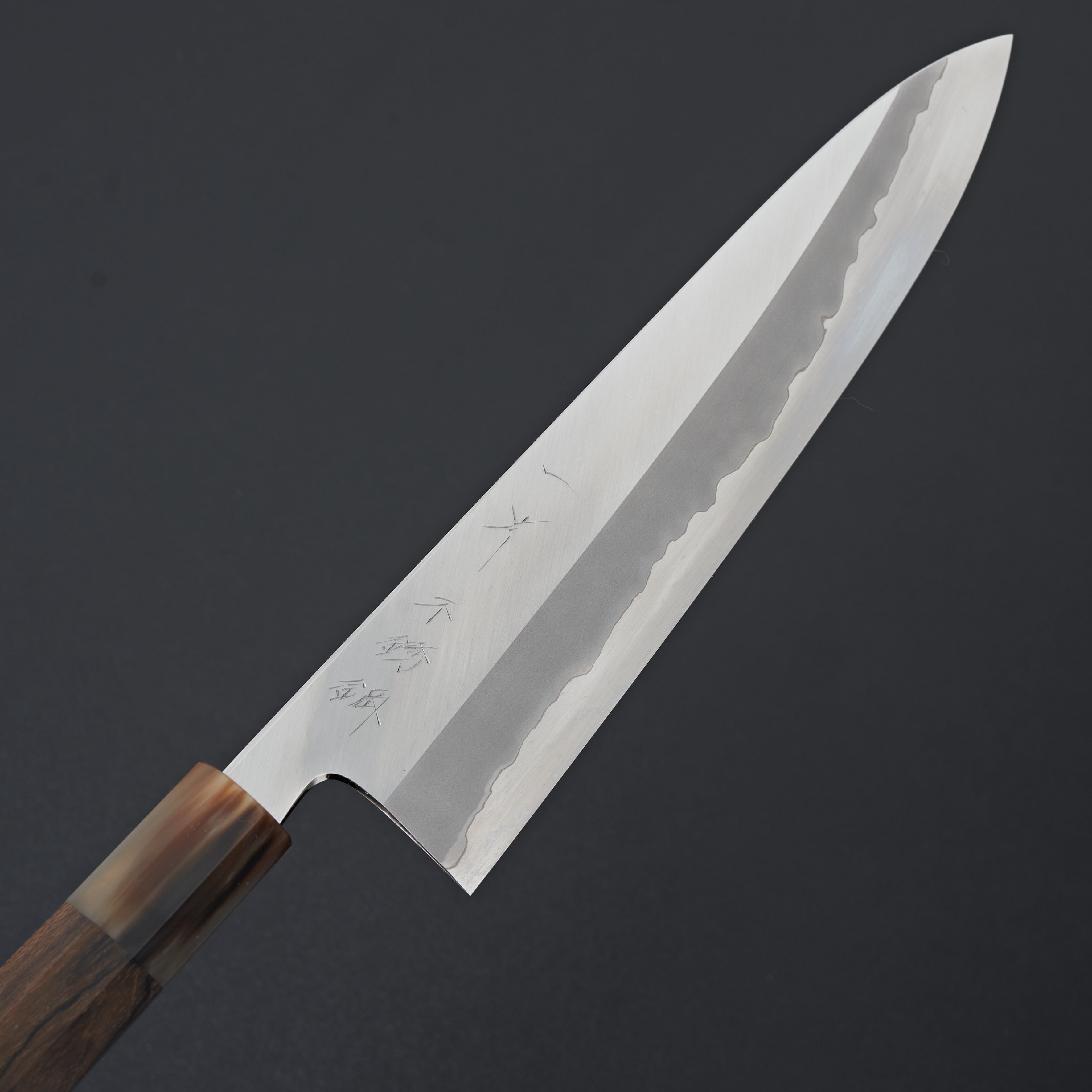 Hitohira Tanaka Kyuzo Blue #1 Stainless Clad Gyuto 240mm Japanese Chef Knife - Ziricote Wood Handle for Professional Cooking & Meat Slicing